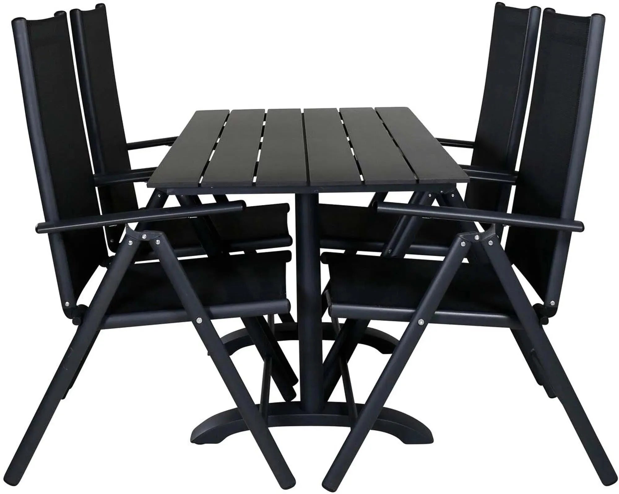 Elegantes Denver Tischset mit 4 Break-Stühlen für den Außenbereich.