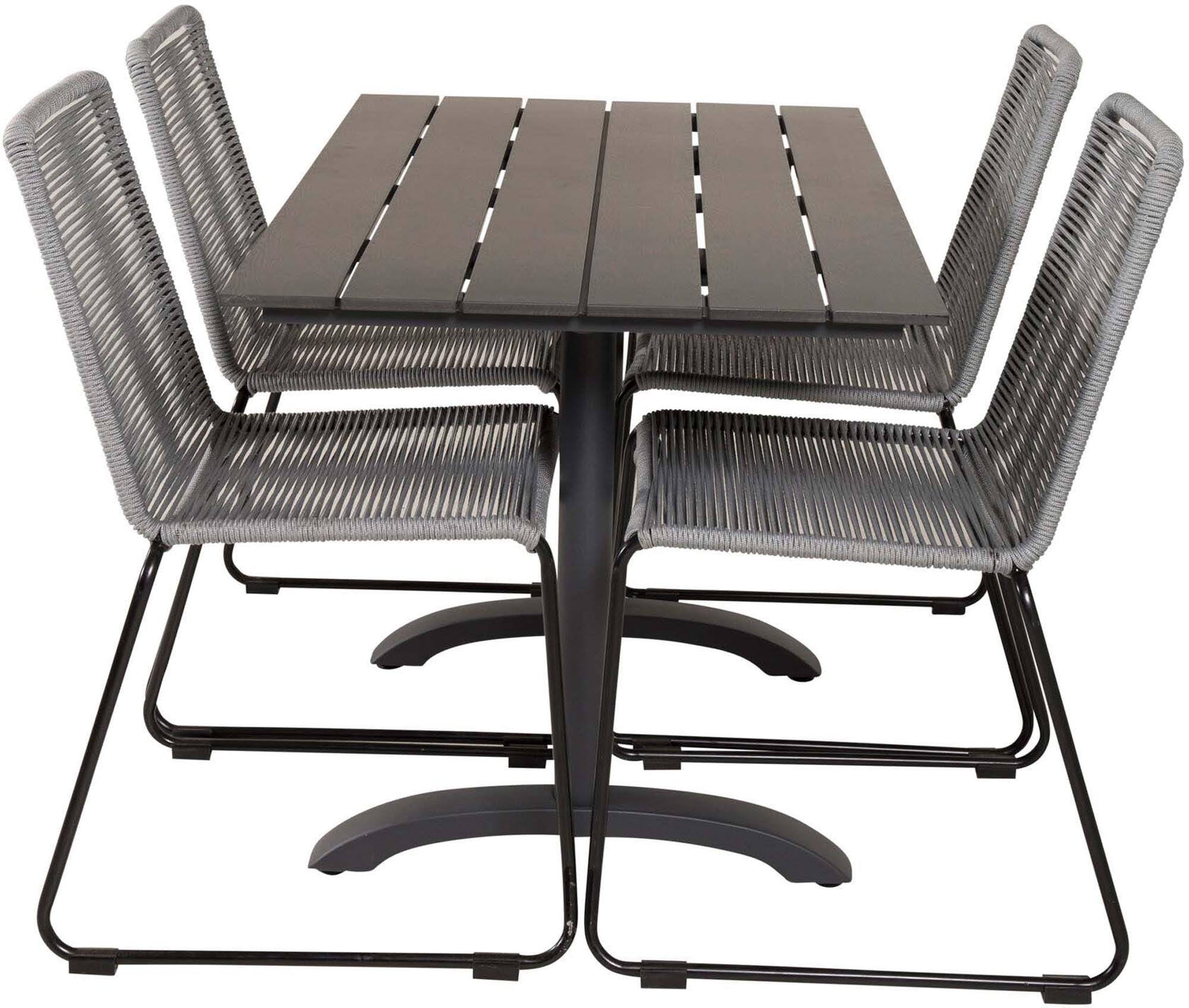 Denver Outdoor-Tischset + Lindos 120cm/4St. in Schwarz präsentiert im Onlineshop von KAQTU Design AG. Gartentischset ist von Venture Home