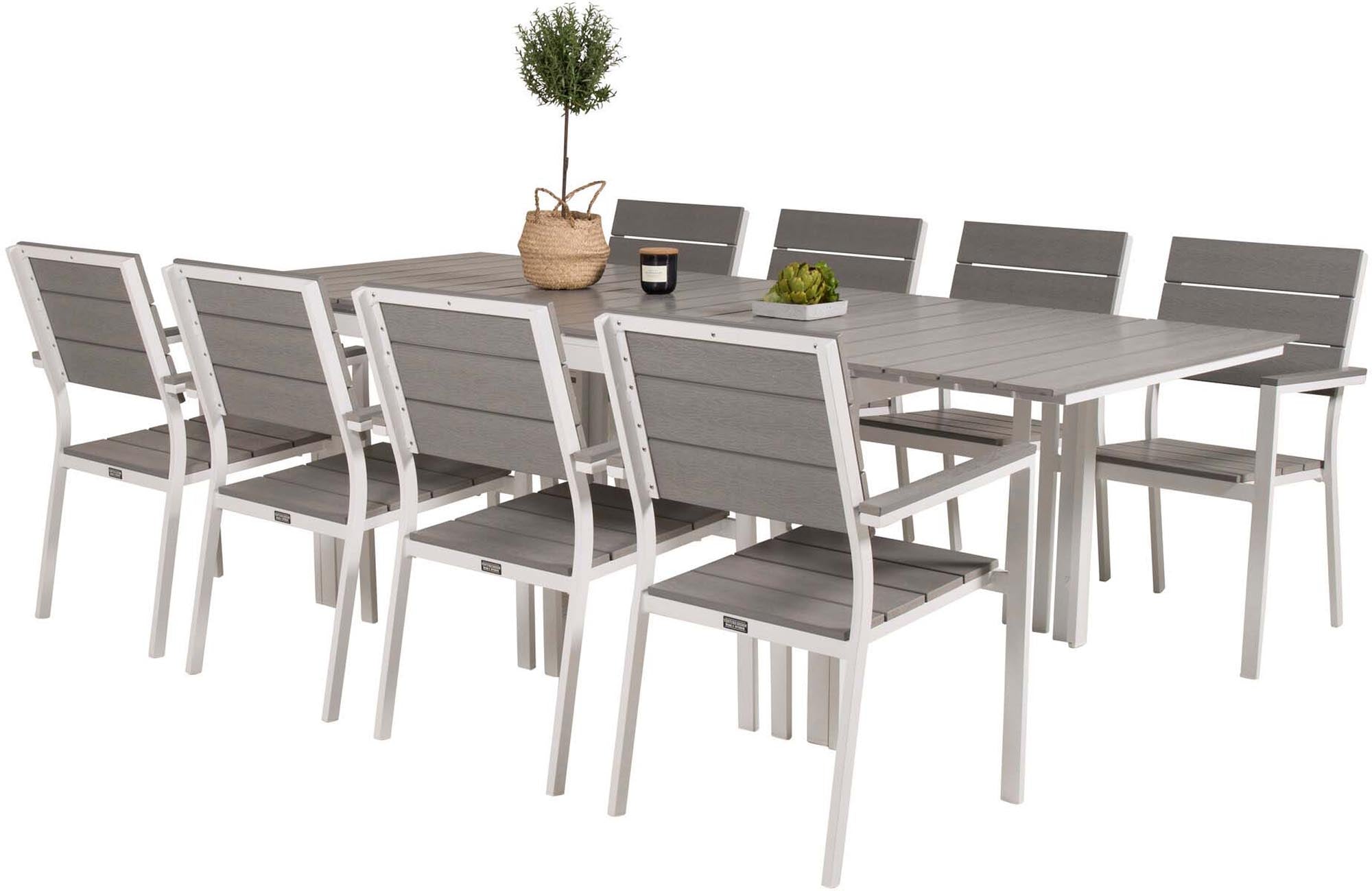 Levels Outdoor-Tischset ausziehbar 160cm/8St. in Grau weiss präsentiert im Onlineshop von KAQTU Design AG. Gartentischset ist von Venture Home