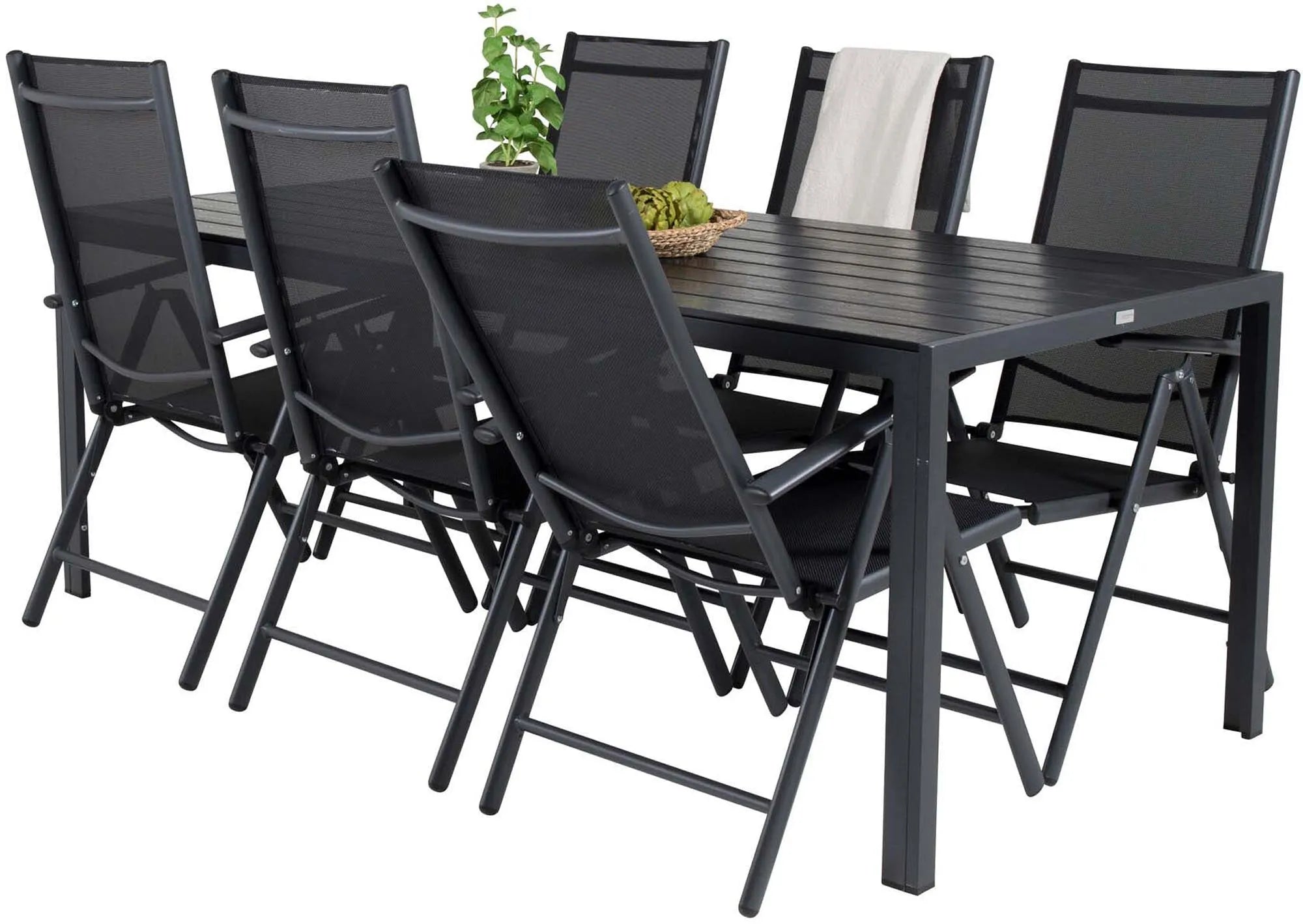 Stilvolles Outdoor-Set: 205cm Tisch & 6 Stühle, robust & komfortabel, perfekt für entspannte Stunden im Garten.