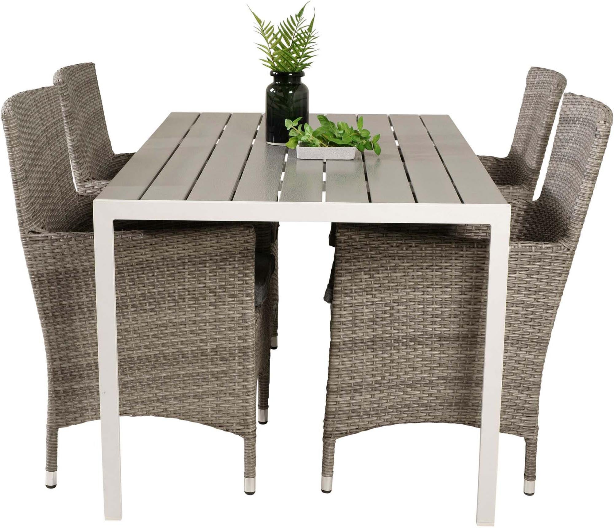 Break Outdoor-Tischset + Malin 150cm/4St. in Grau präsentiert im Onlineshop von KAQTU Design AG. Gartentischset ist von Venture Home