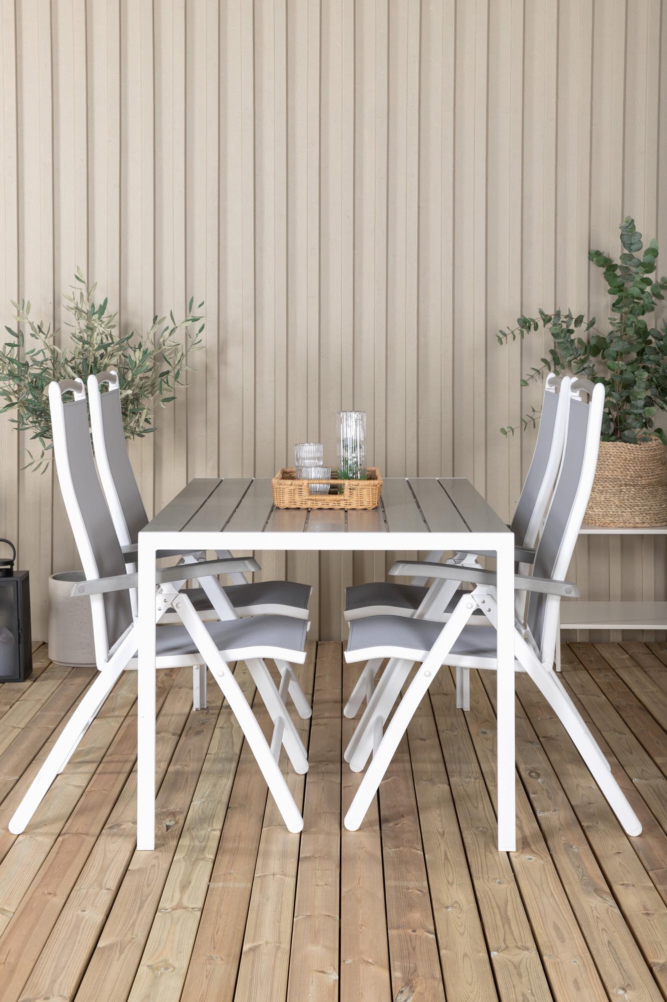 Break Outdoor-Tischset + Albany 150cm/4St. in Grau weiss präsentiert im Onlineshop von KAQTU Design AG. Gartentischset ist von Venture Home
