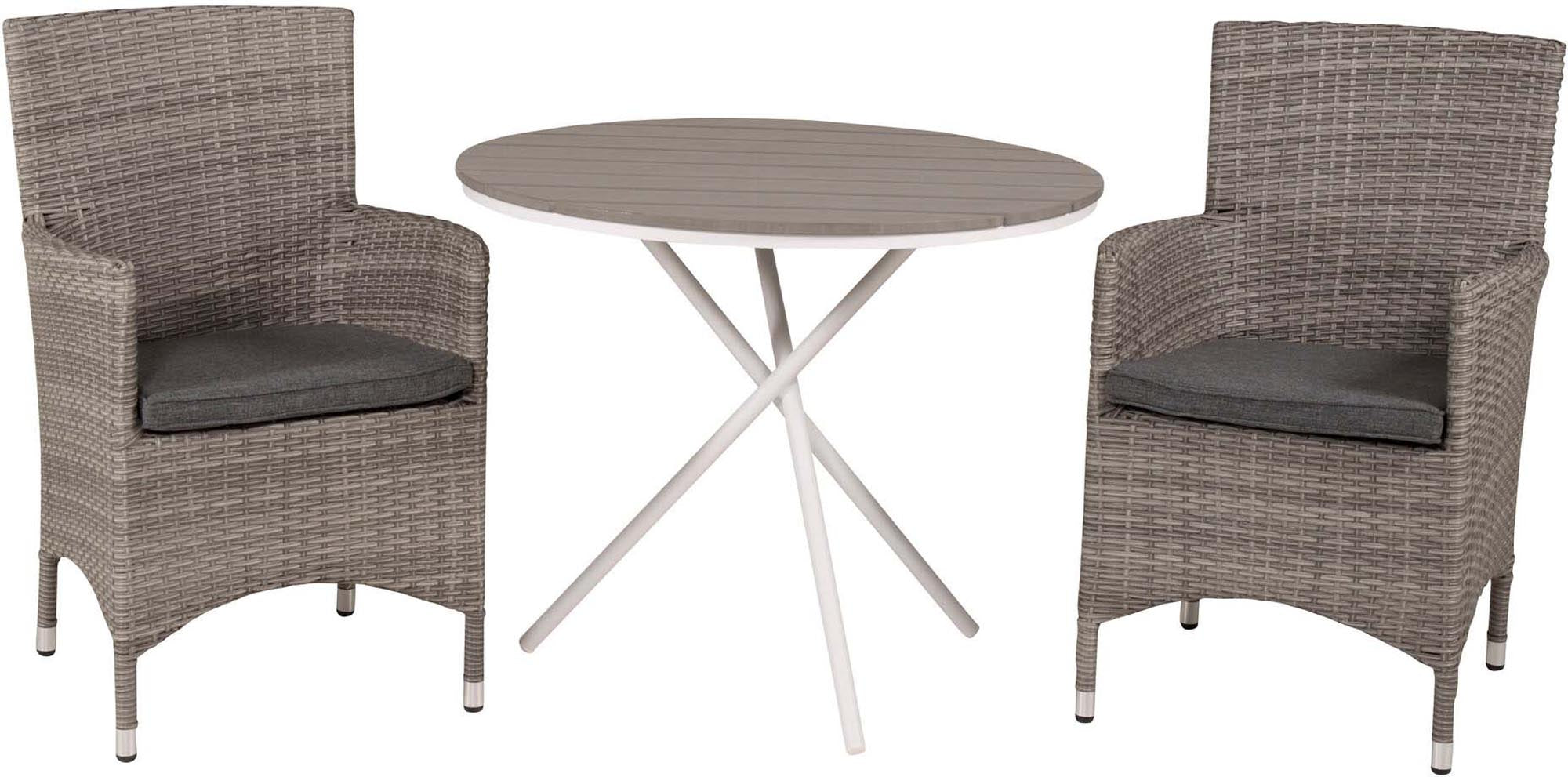 Parma Outdoor-Tischset + Malin ⌀90cm/2St. in Grau präsentiert im Onlineshop von KAQTU Design AG. Gartentischset ist von Venture Home