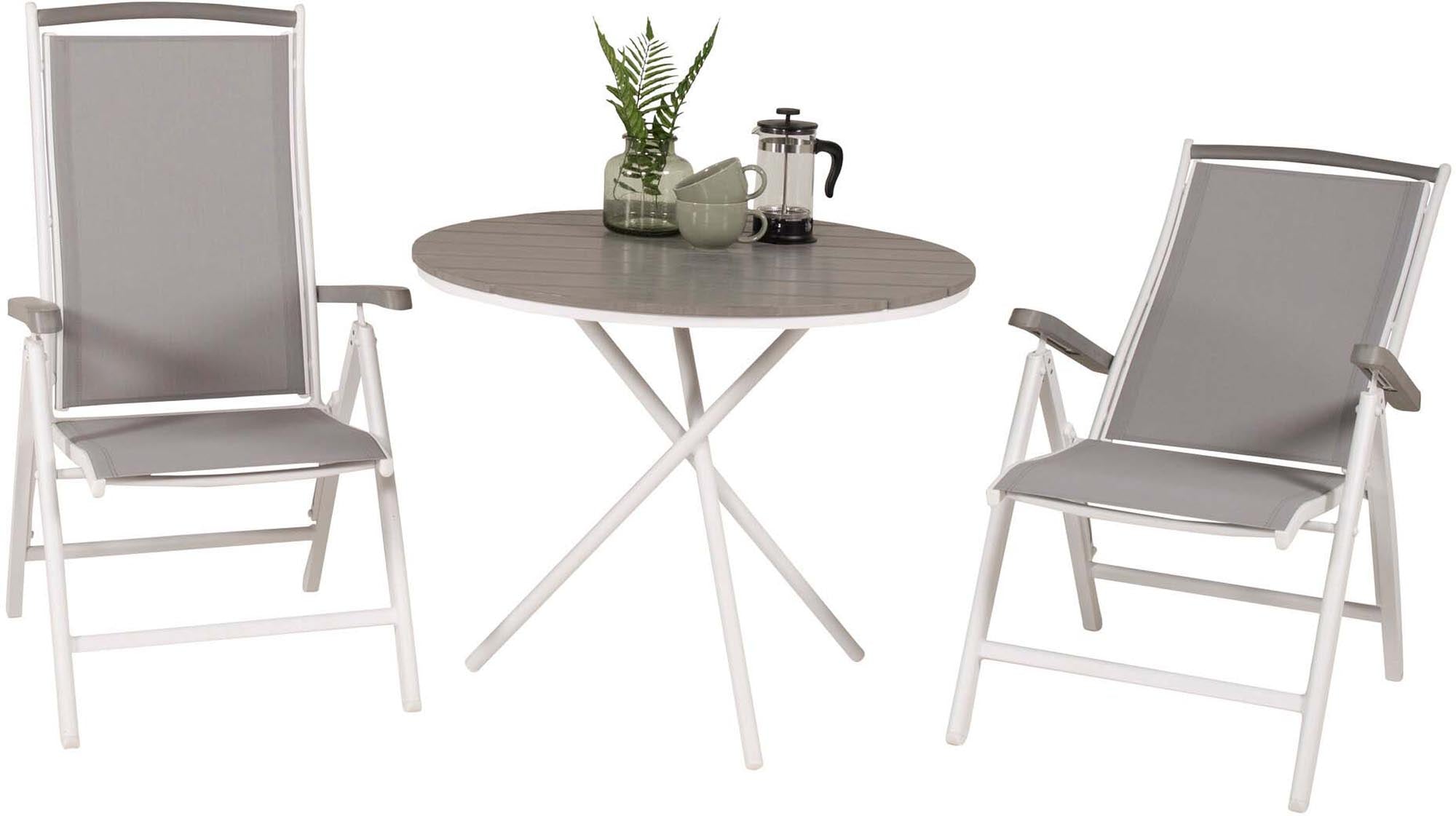 Parma Outdoor-Tischset + Albany ⌀90cm/2St. in Grau weiss präsentiert im Onlineshop von KAQTU Design AG. Gartentischset ist von Venture Home