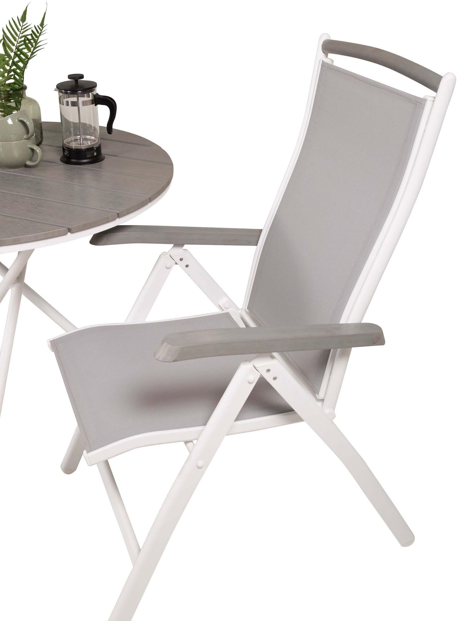 Parma Outdoor-Tischset + Albany ⌀90cm/2St. in Grau weiss präsentiert im Onlineshop von KAQTU Design AG. Gartentischset ist von Venture Home