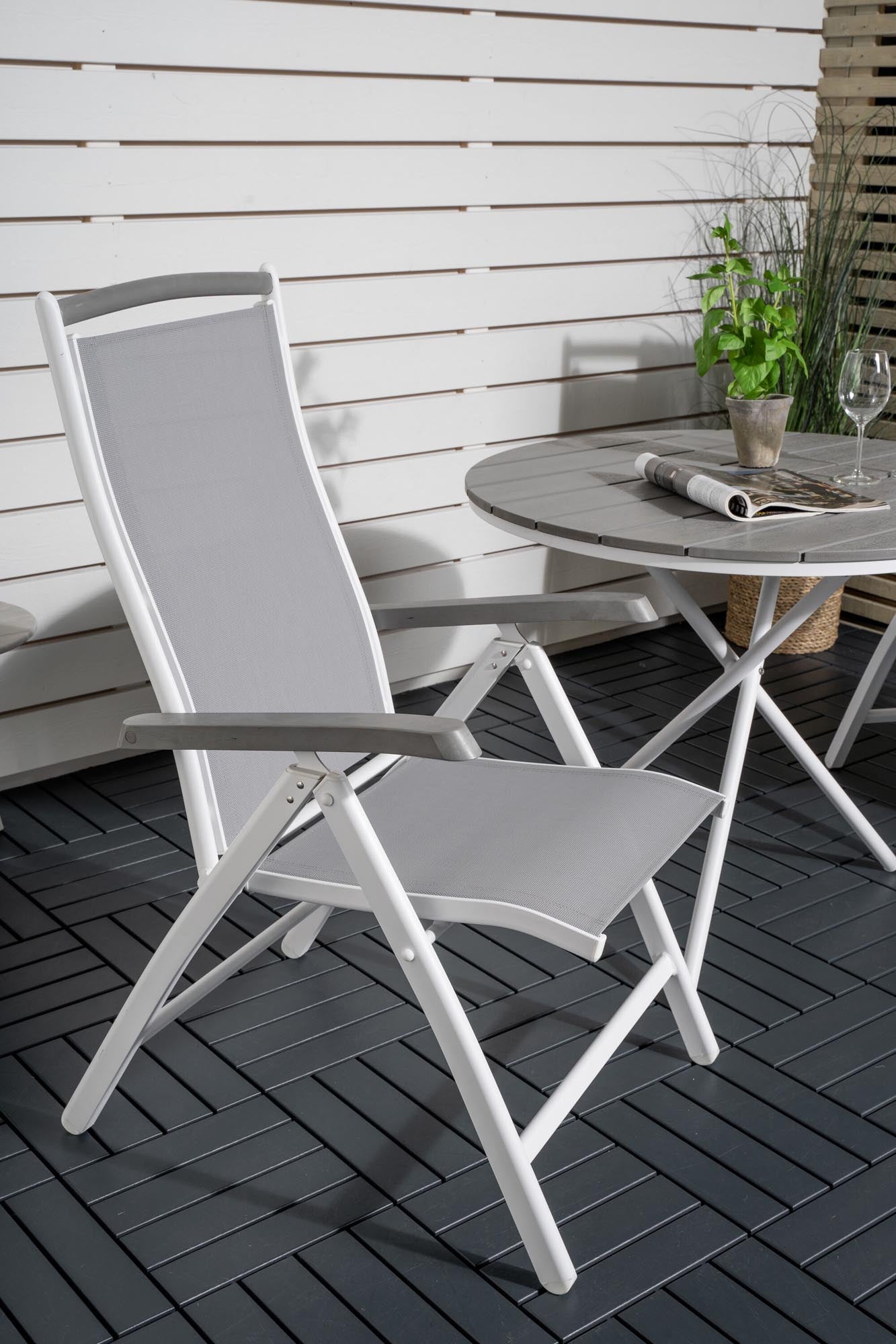 Parma Outdoor-Tischset + Albany ⌀90cm/2St. in Grau weiss präsentiert im Onlineshop von KAQTU Design AG. Gartentischset ist von Venture Home