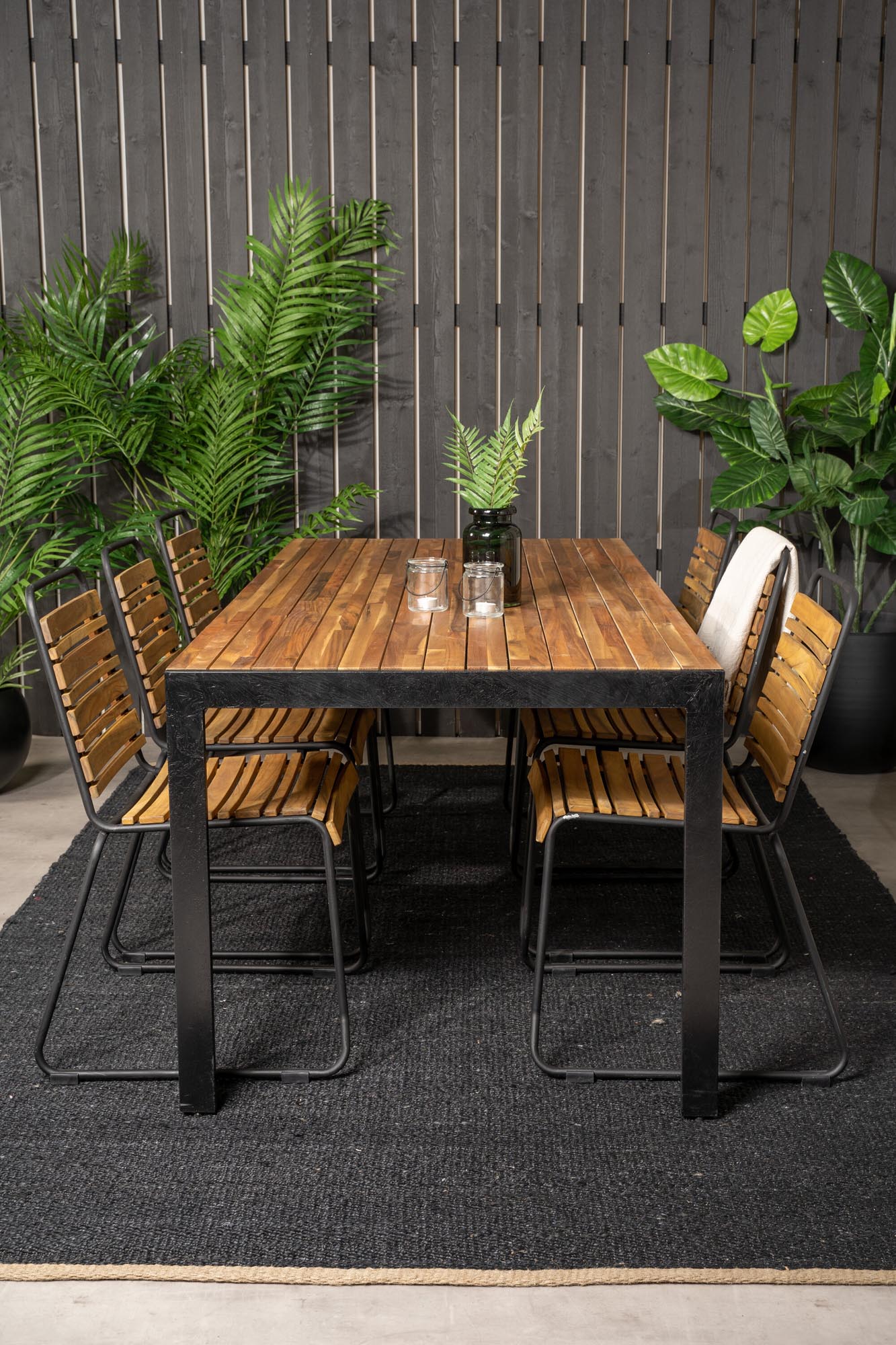 Bois Outdoor-Tischset 205cm/6St. in Schwarz präsentiert im Onlineshop von KAQTU Design AG. Gartentischset ist von Venture Home