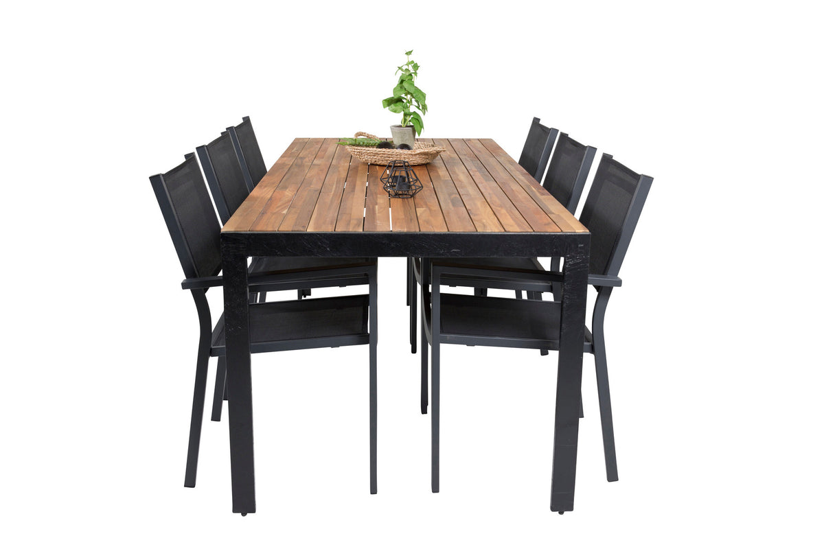 Bois Outdoor-Tischset + Copacabana 205cm/6St. in Schwarz präsentiert im Onlineshop von KAQTU Design AG. Gartentischset ist von Venture Home