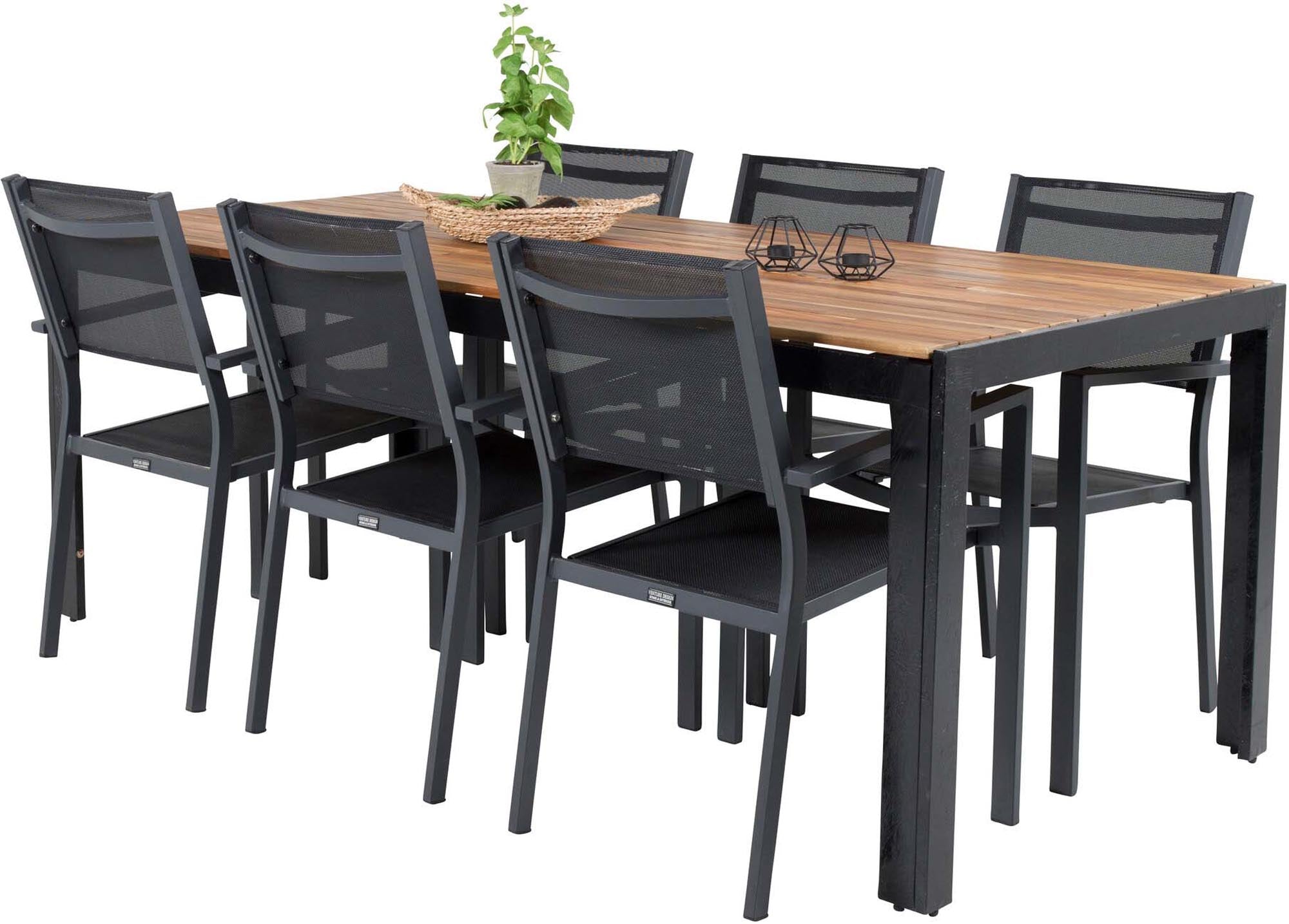 Bois Outdoor-Tischset + Copacabana 205cm/6St. in Schwarz präsentiert im Onlineshop von KAQTU Design AG. Gartentischset ist von Venture Home