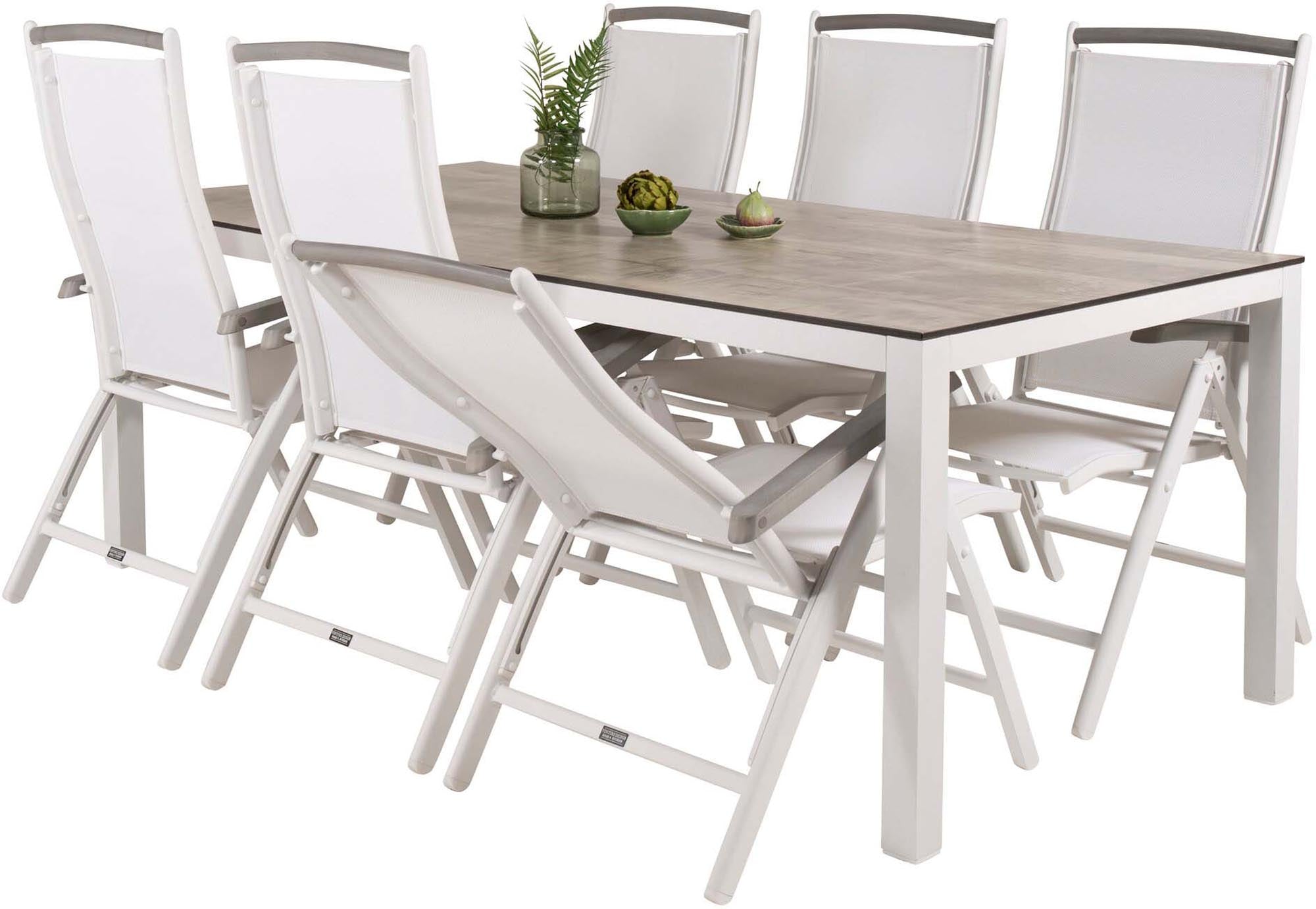 Verleihen Sie Ihrem Garten Stil mit dem Llama Outdoor-Tischset + Albany. Ideal für gesellige Runden und entspannte Momente im Freien.