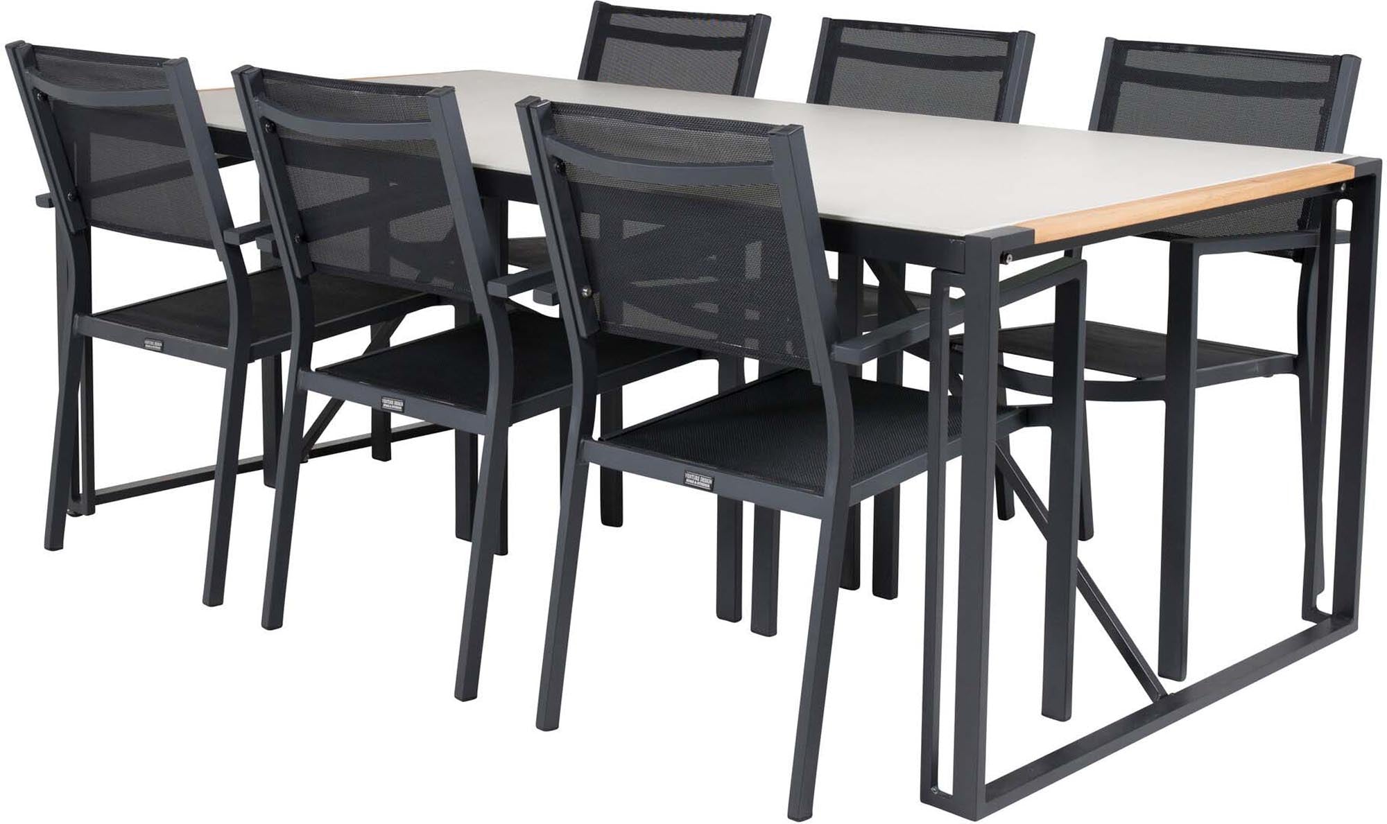 Texas Outdoor-Tischset + Copacabana 200cm/6St. in Schwarz präsentiert im Onlineshop von KAQTU Design AG. Gartentischset ist von Venture Home