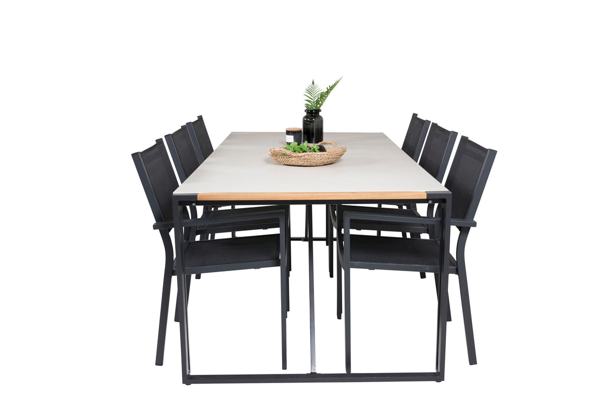 Texas Outdoor-Tischset + Copacabana 200cm/6St. in Schwarz präsentiert im Onlineshop von KAQTU Design AG. Gartentischset ist von Venture Home
