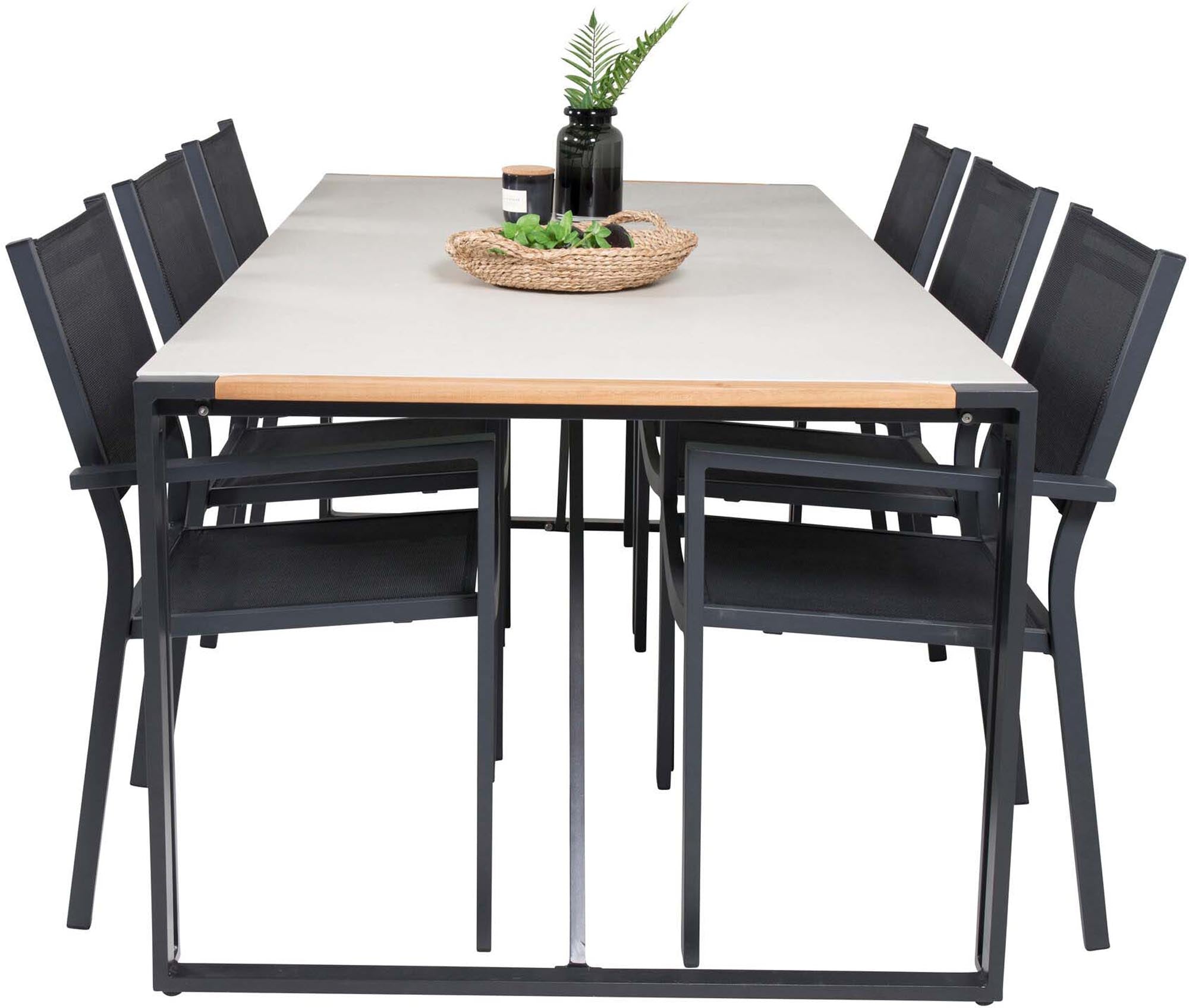 Texas Outdoor-Tischset + Copacabana 200cm/6St. in Schwarz präsentiert im Onlineshop von KAQTU Design AG. Gartentischset ist von Venture Home