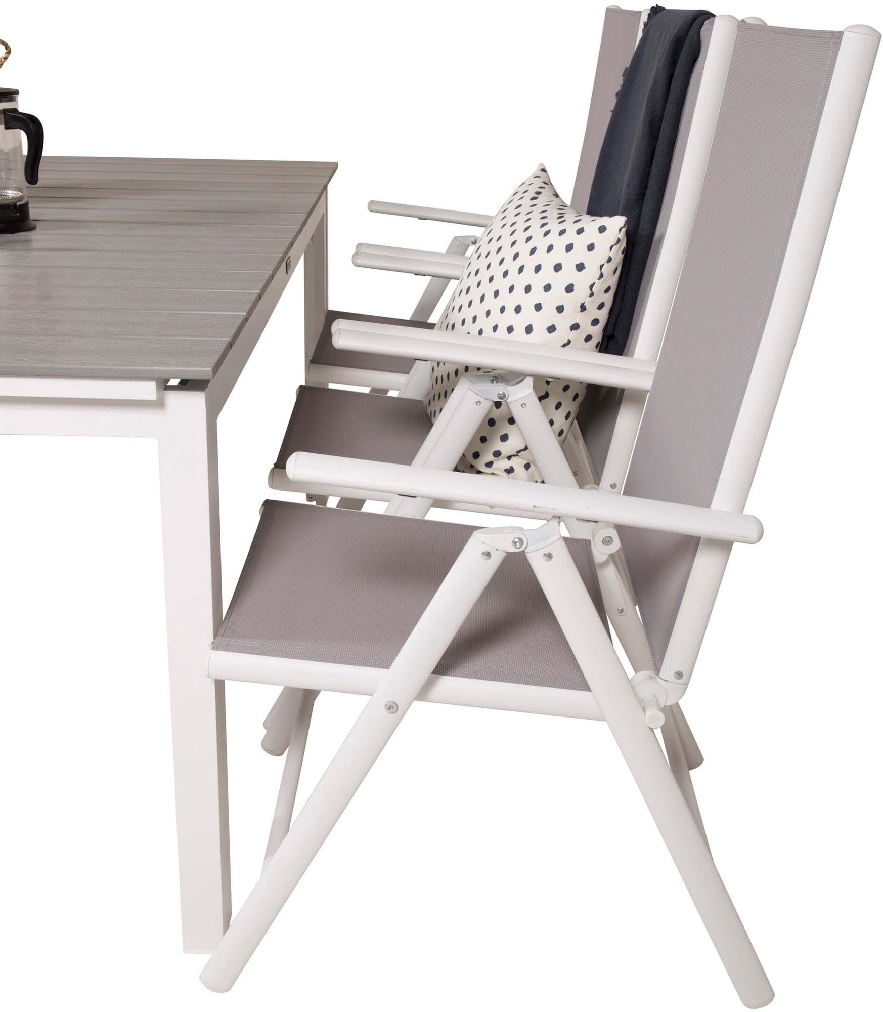 Levels Outdoor-Tischset ausziehbar + Break 160cm/6St. in Grau weiss präsentiert im Onlineshop von KAQTU Design AG. Gartentischset ist von Venture Home