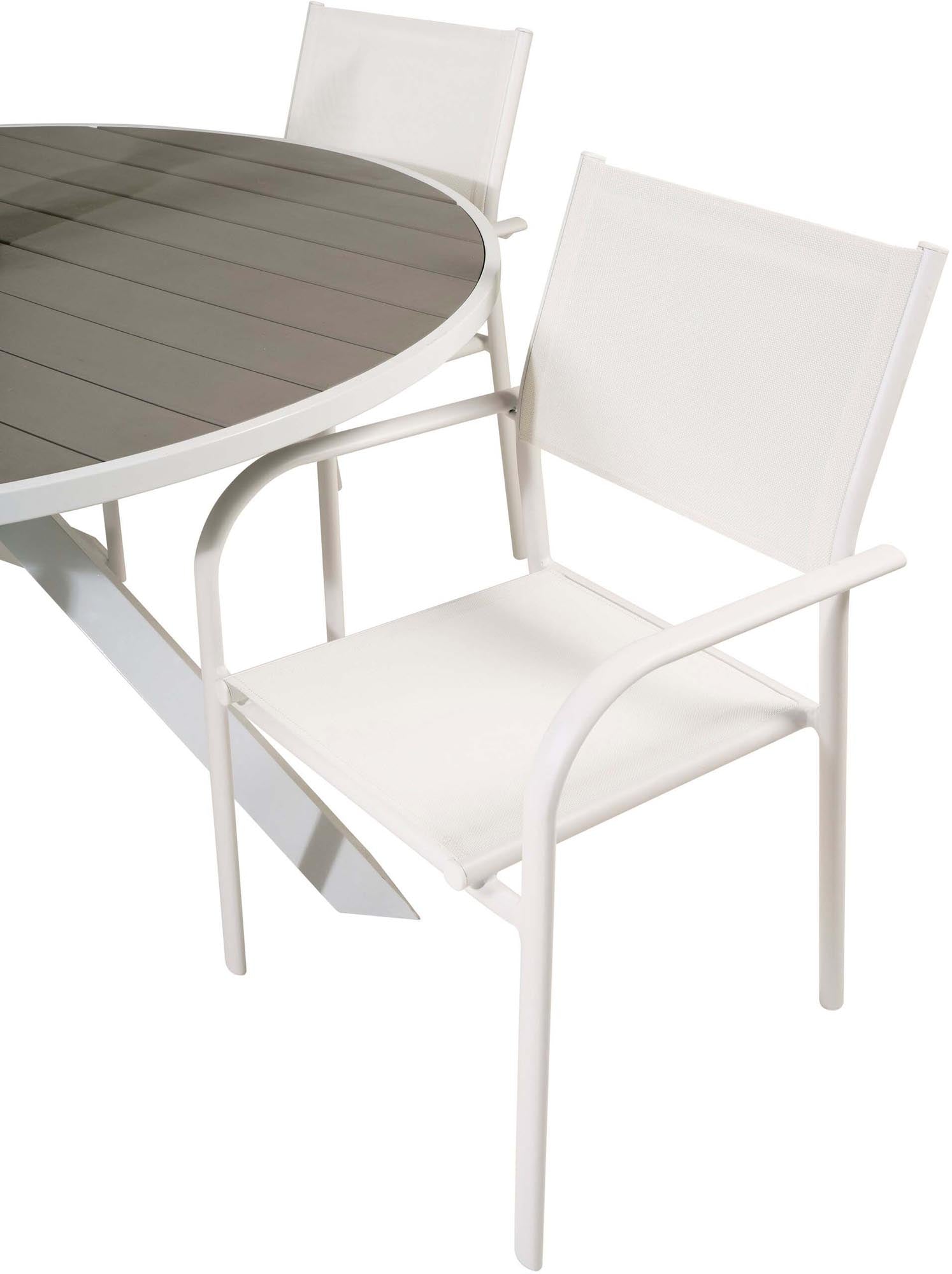 Elegantes Parma Set: Santorini Tisch für 4, perfekt für draussen.