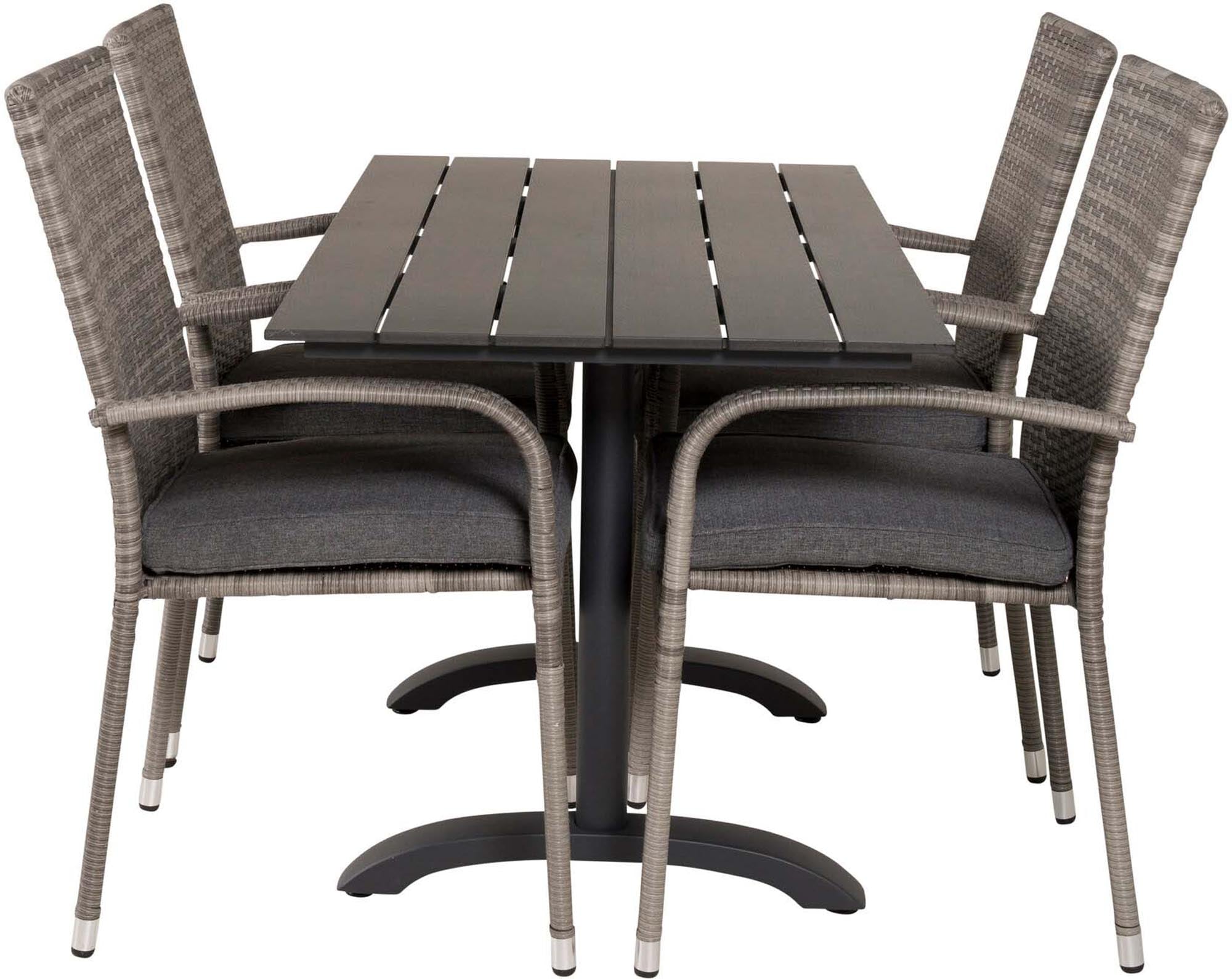 Denver Outdoor-Tischset + Anna 120cm/4St. in Grau präsentiert im Onlineshop von KAQTU Design AG. Gartentischset ist von Venture Home