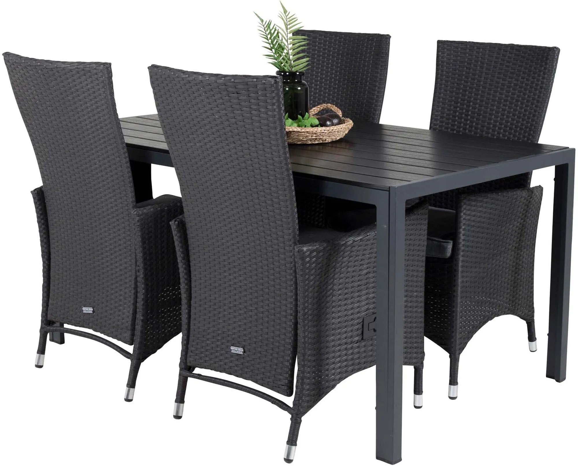 Elegantes Break Tischset mit 4 Padova Stühlen, 150cm, von Venture Home.