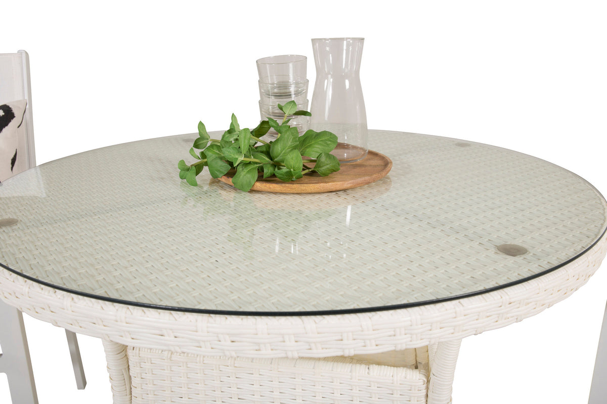 Volta Outdoor-Tischset + Texas ⌀90cm/2St. in Weiss präsentiert im Onlineshop von KAQTU Design AG. Gartentischset ist von Venture Home