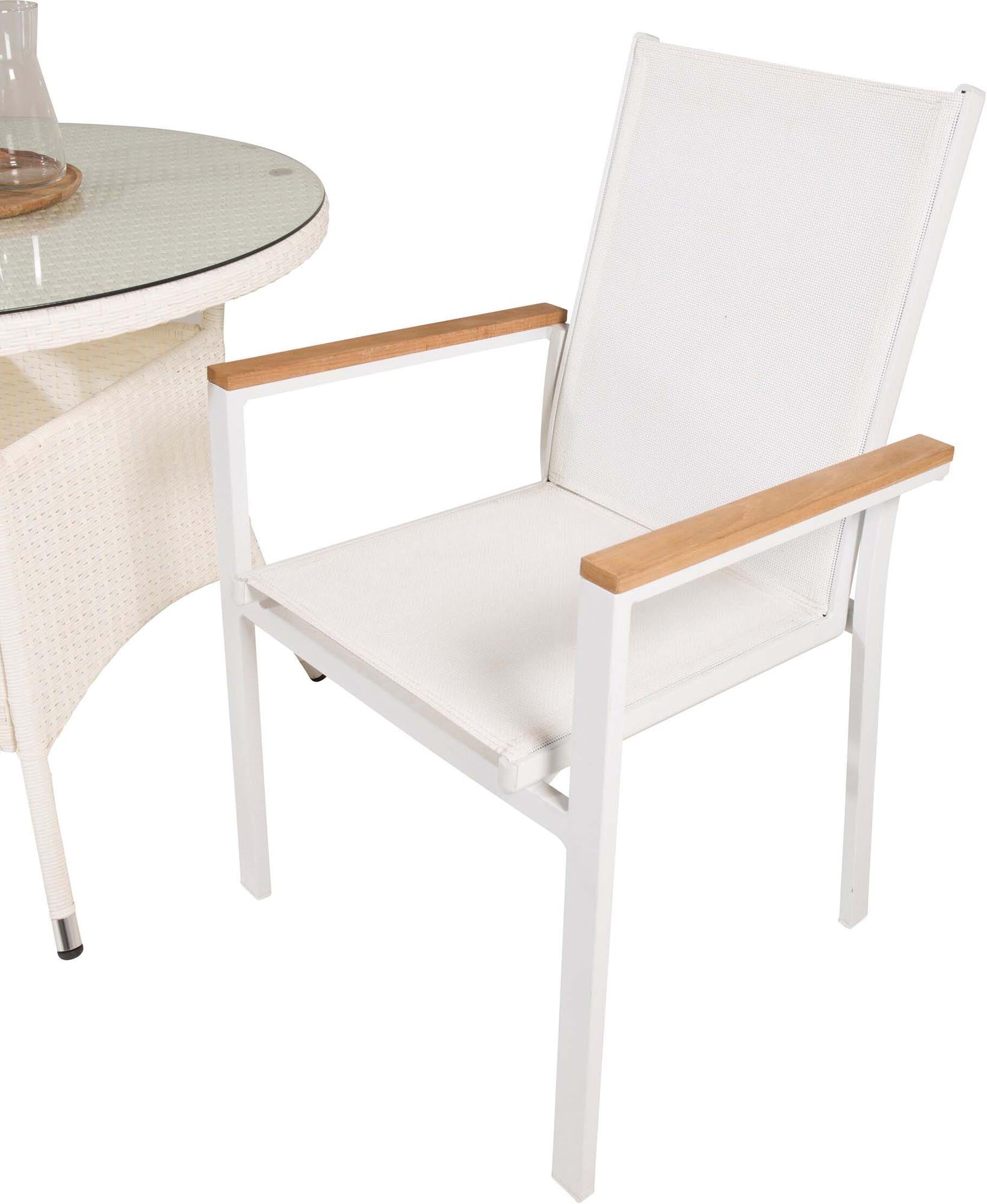 Volta Outdoor-Tischset + Texas ⌀90cm/2St. in Weiss präsentiert im Onlineshop von KAQTU Design AG. Gartentischset ist von Venture Home