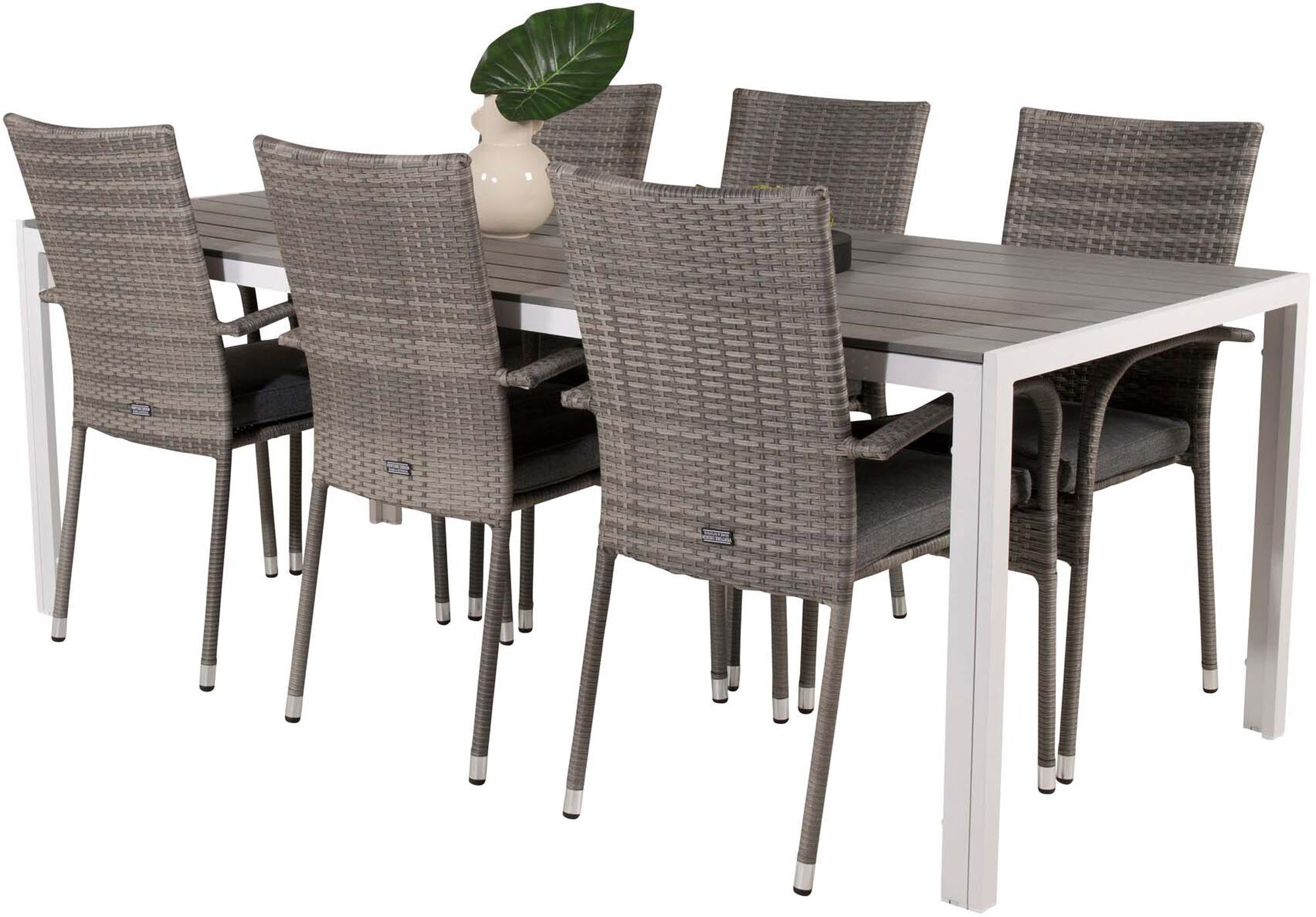 Break Outdoor-Tischset + Anna 205cm/6St. in Grau präsentiert im Onlineshop von KAQTU Design AG. Gartentischset ist von Venture Home