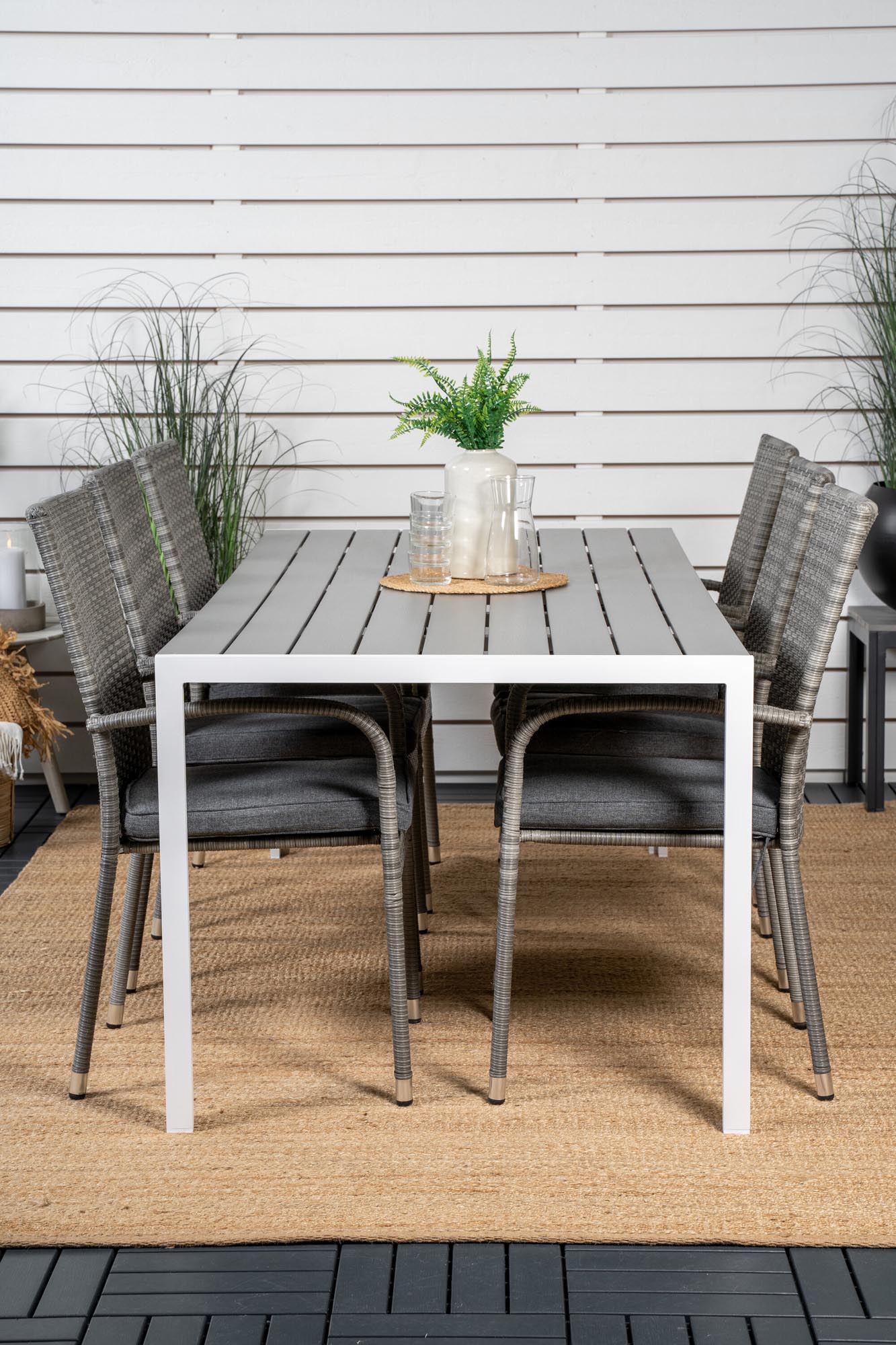 Break Outdoor-Tischset + Anna 205cm/6St. in Grau präsentiert im Onlineshop von KAQTU Design AG. Gartentischset ist von Venture Home