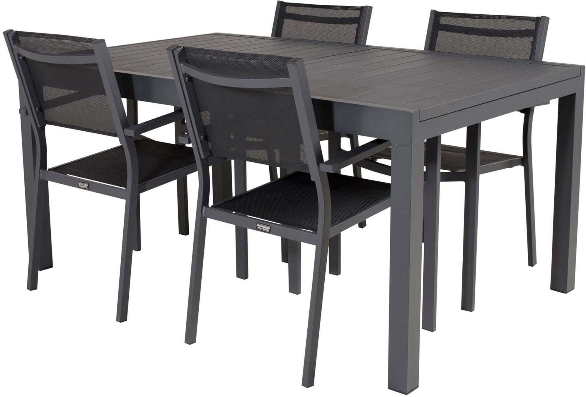 Marbella Outdoor-Tischset ausziehbar + Copacabana 240cm/4St. in Schwarz präsentiert im Onlineshop von KAQTU Design AG. Gartentischset ist von Venture Home