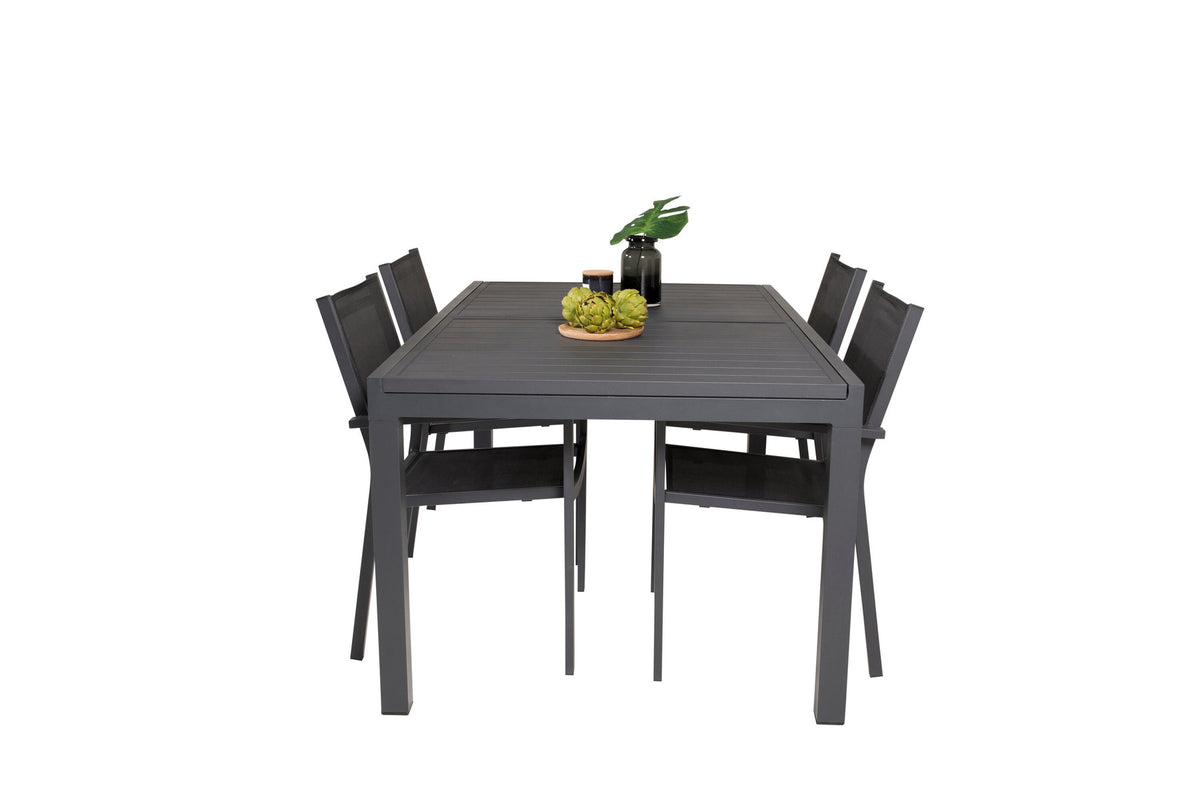 Marbella Outdoor-Tischset ausziehbar + Copacabana 240cm/4St. in Schwarz präsentiert im Onlineshop von KAQTU Design AG. Gartentischset ist von Venture Home