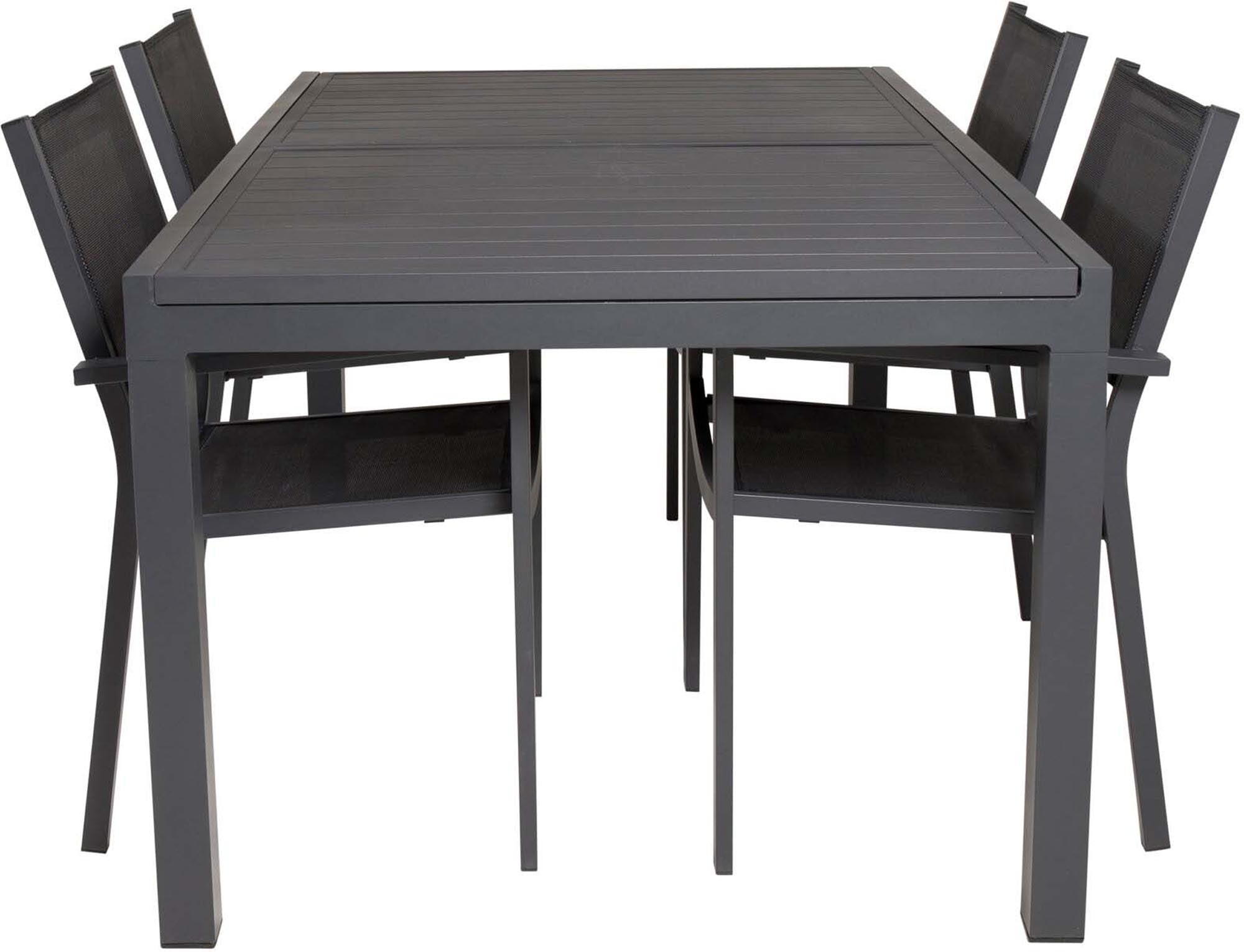 Marbella Outdoor-Tischset ausziehbar + Copacabana 240cm/4St. in Schwarz präsentiert im Onlineshop von KAQTU Design AG. Gartentischset ist von Venture Home