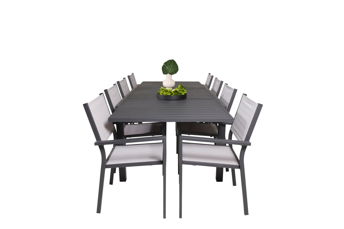 Marbella Outdoor-Tischset ausziehbar + Copacabana 240cm/8St. in Grau präsentiert im Onlineshop von KAQTU Design AG. Gartentischset ist von Venture Home