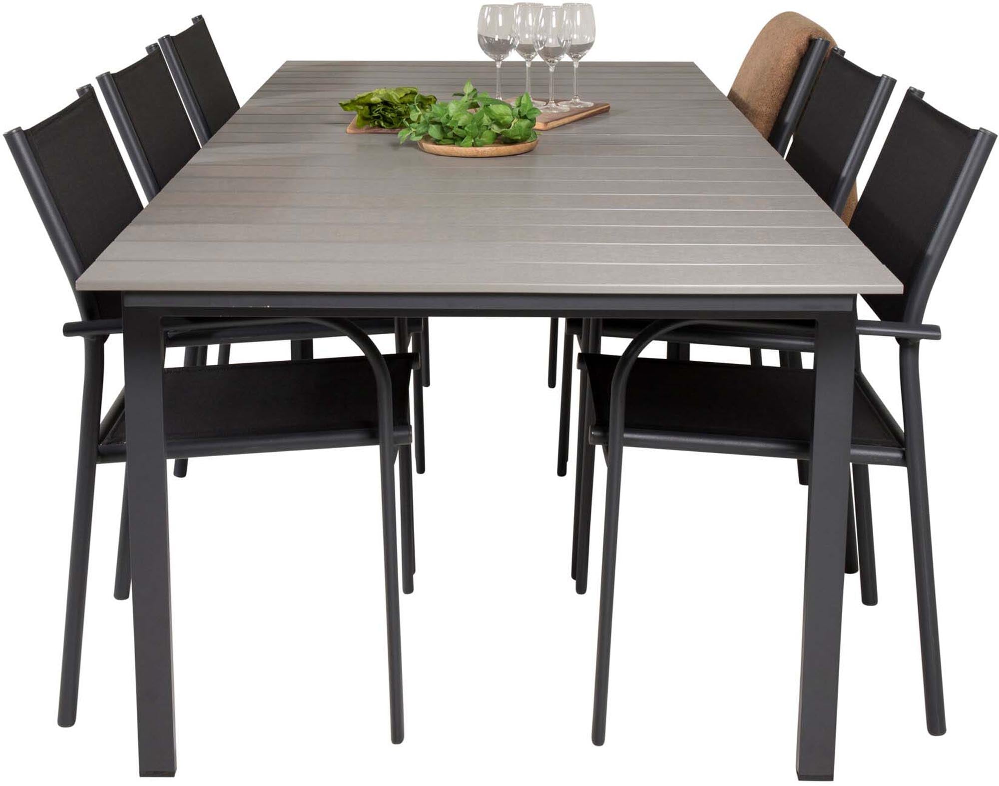 Stilvolles Levels Outdoor-Tischset 224cm mit 6 Stühlen von Venture Home.