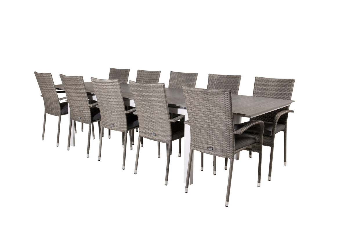 Levels Outdoor-Tischset + Anna 224cm/8St. in Grau präsentiert im Onlineshop von KAQTU Design AG. Gartentischset ist von Venture Home