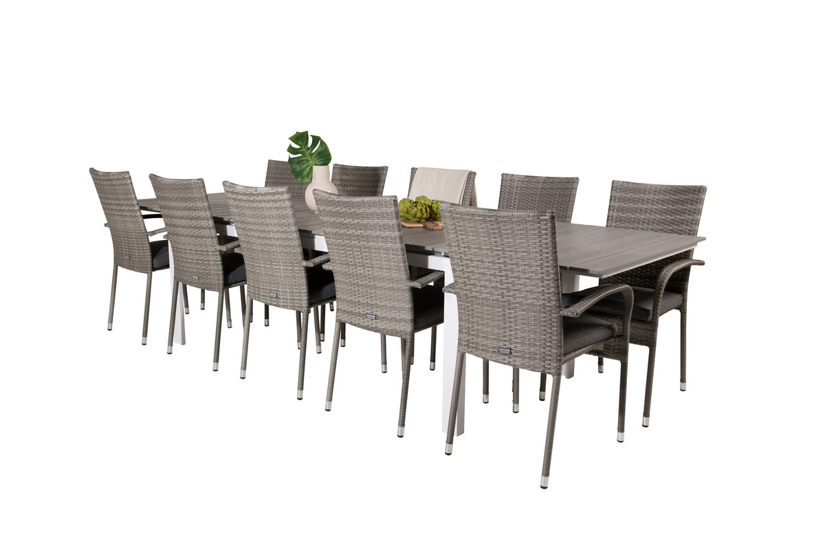 Levels Outdoor-Tischset + Anna 224cm/8St. in Grau präsentiert im Onlineshop von KAQTU Design AG. Gartentischset ist von Venture Home