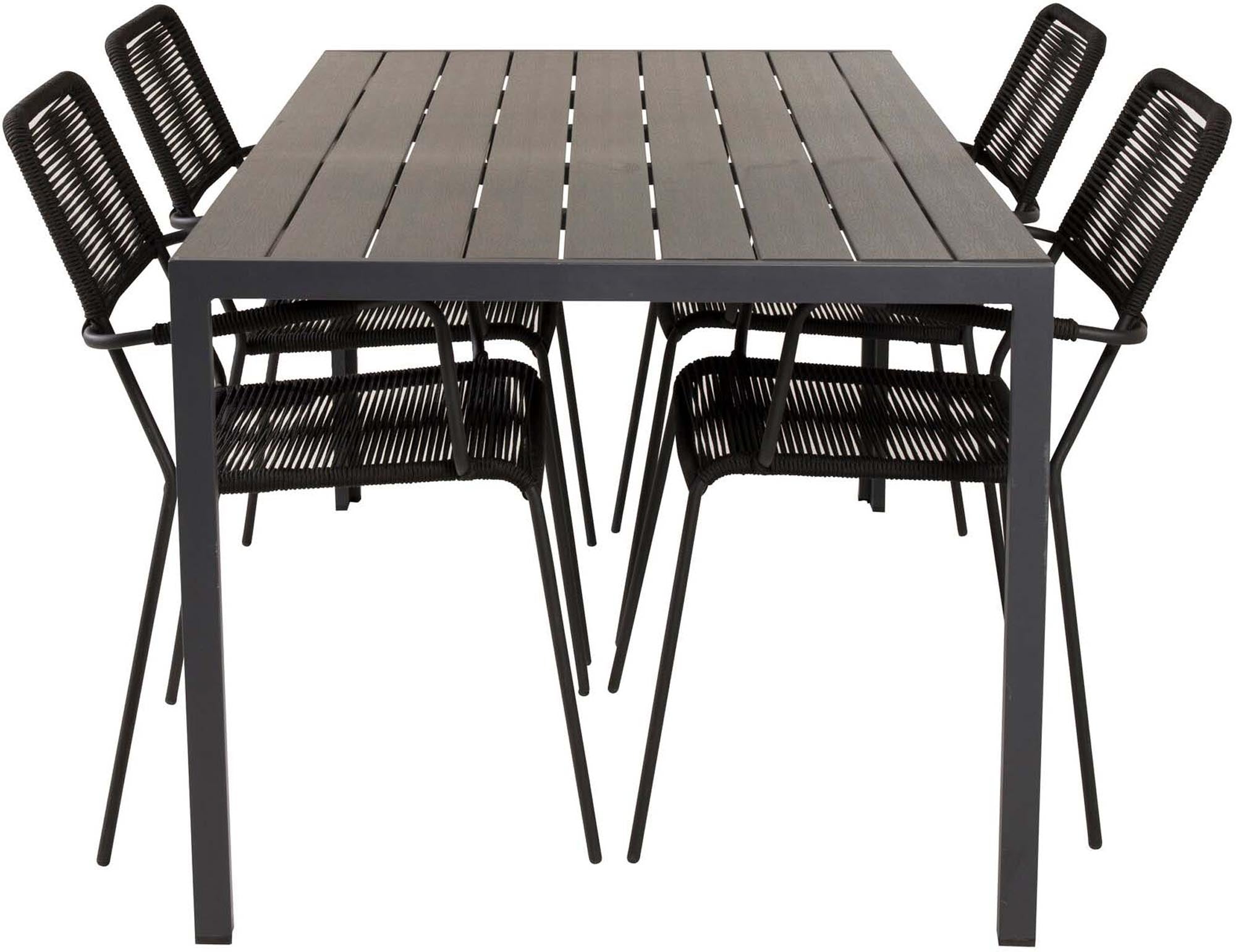 Break Outdoor-Tischset + Lindos Arm 150cm/4St. in Schwarz präsentiert im Onlineshop von KAQTU Design AG. Gartentischset ist von Venture Home