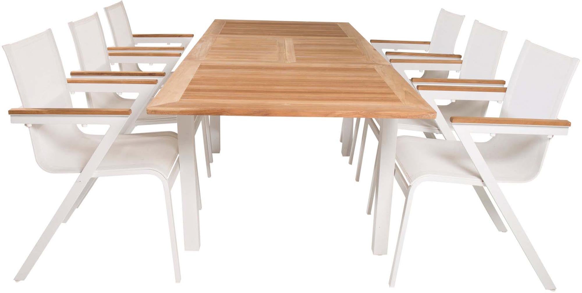 Panama Outdoor-Tischset + Mexico 160cm/6St. in Weiss präsentiert im Onlineshop von KAQTU Design AG. Gartentischset ist von Venture Home