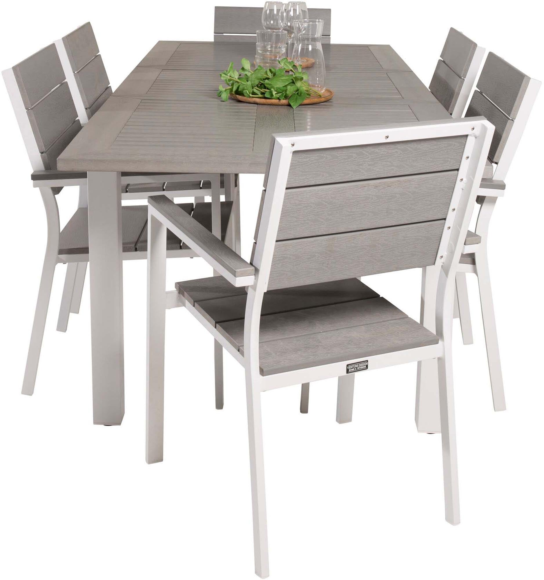 Venture Home Albany: Anpassbares Outdoor-Set mit 6 Stühlen, 152cm.