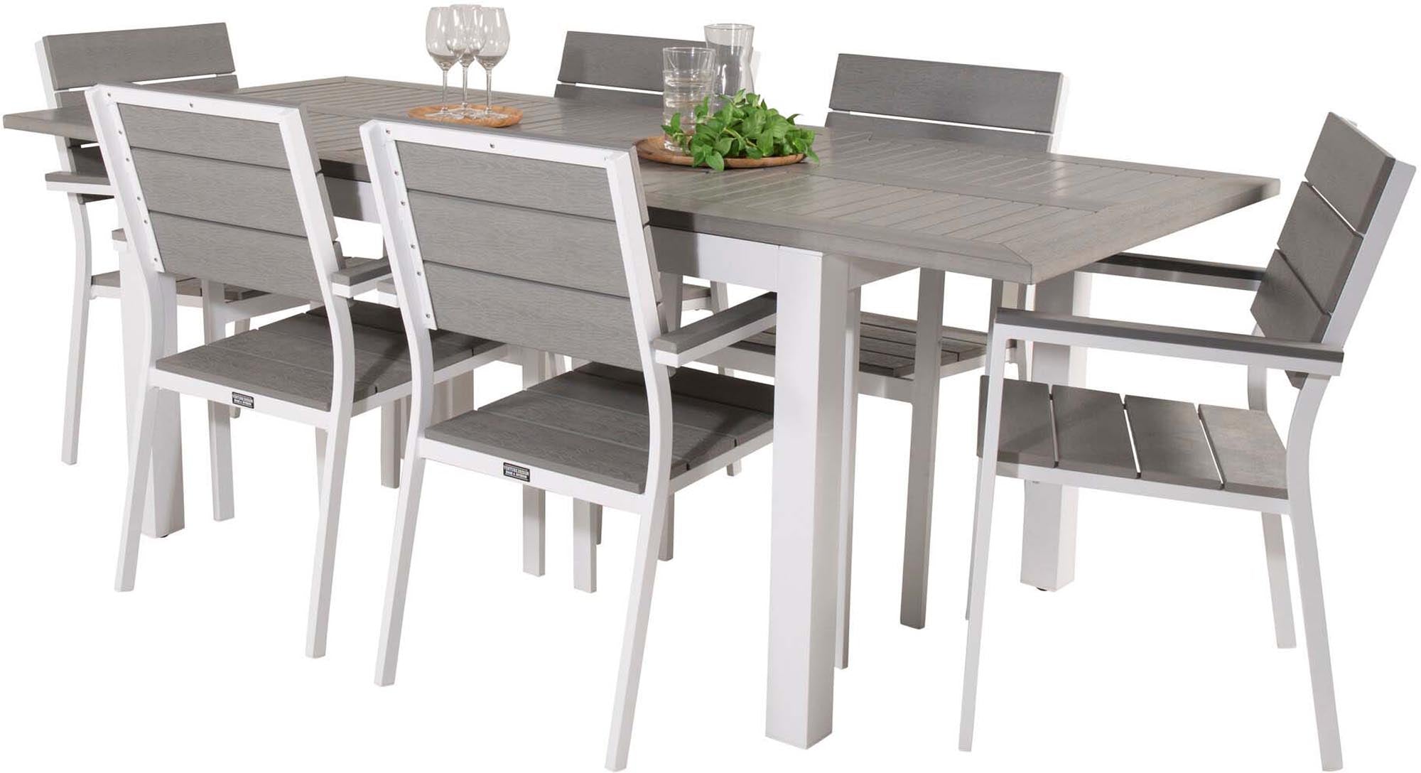Elegantes Albany Outdoor-Set: Ausziehbarer Tisch & 6 Stühle.