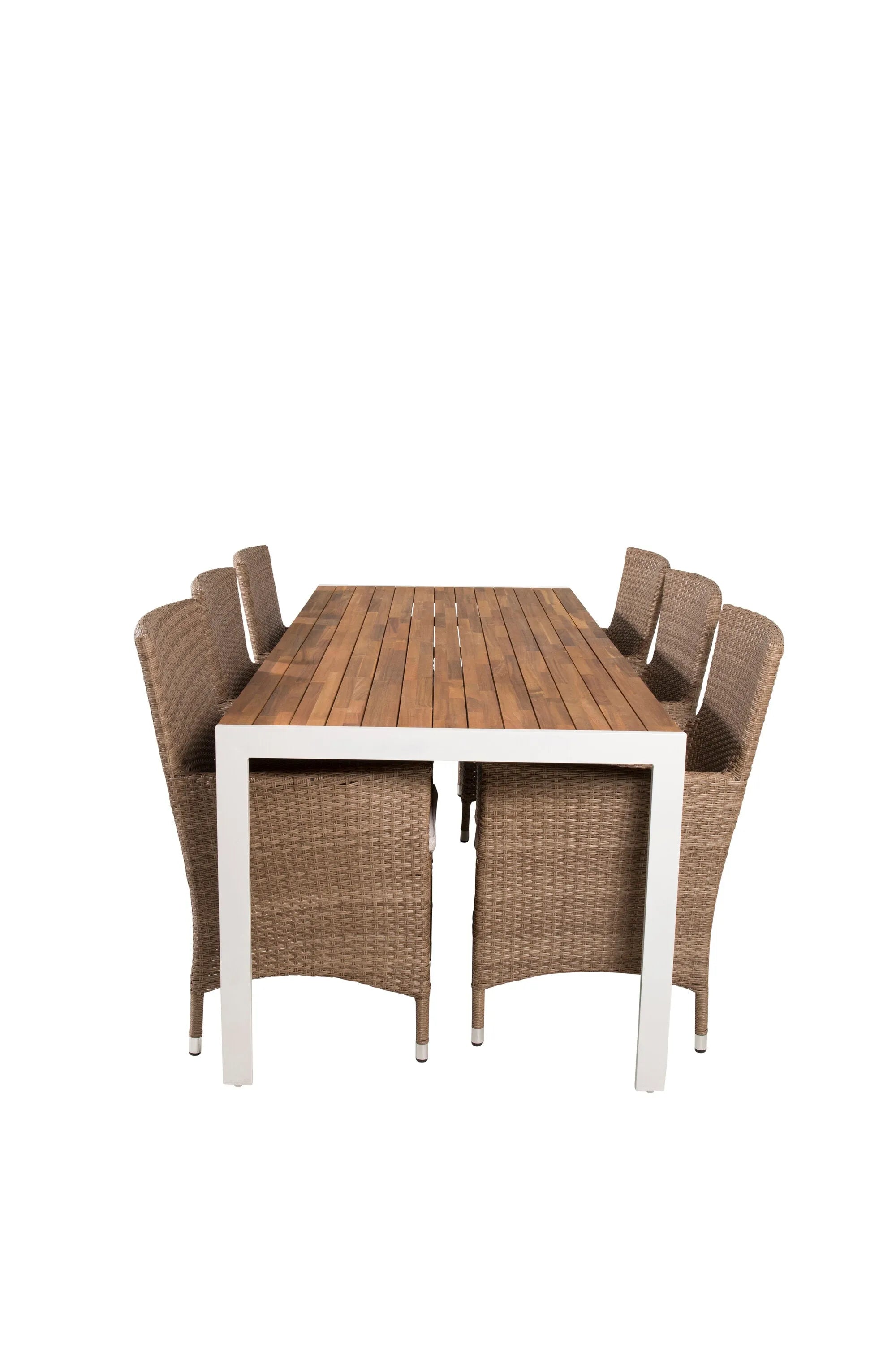 Elegantes Gartentisch-Set aus Akazienholz, ideal für stilvolle Outdoor-Dinner mit Familie und Freunden.