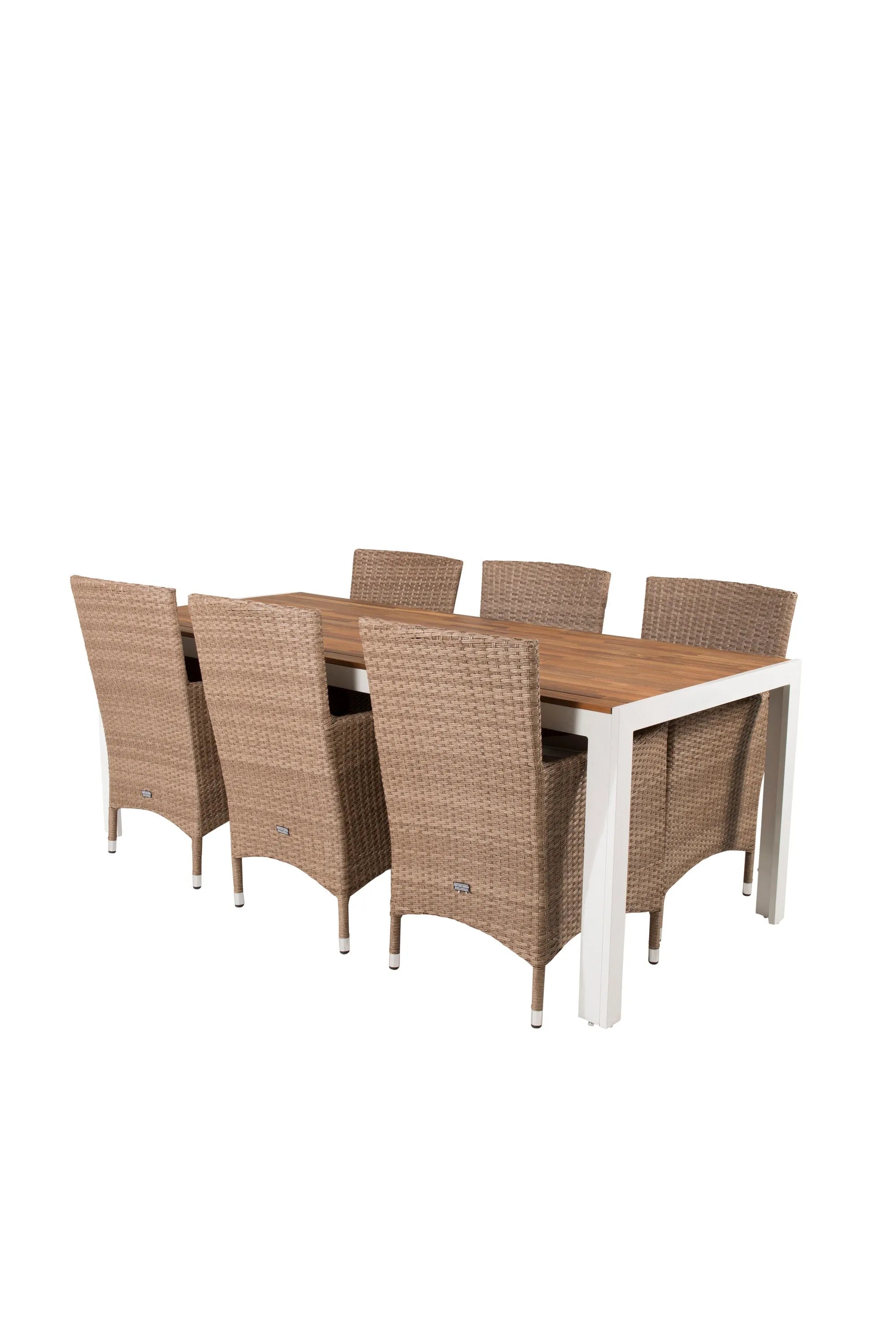 Elegantes Gartentisch-Set aus Akazienholz, ideal für stilvolle Outdoor-Dinner mit Familie und Freunden.