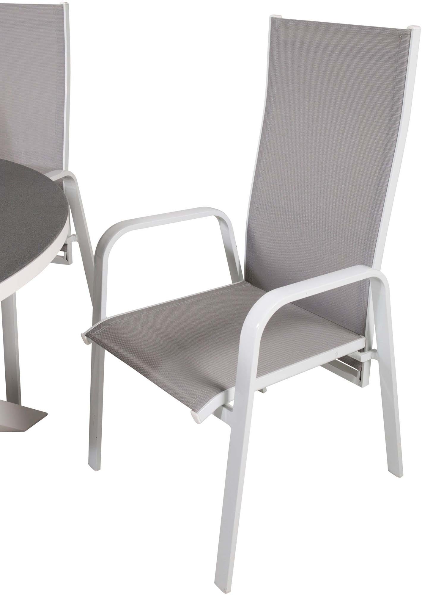 Copacabana Outdoor-Tischset ⌀140cm/6St. in Grau weiss präsentiert im Onlineshop von KAQTU Design AG. Gartentischset ist von Venture Home