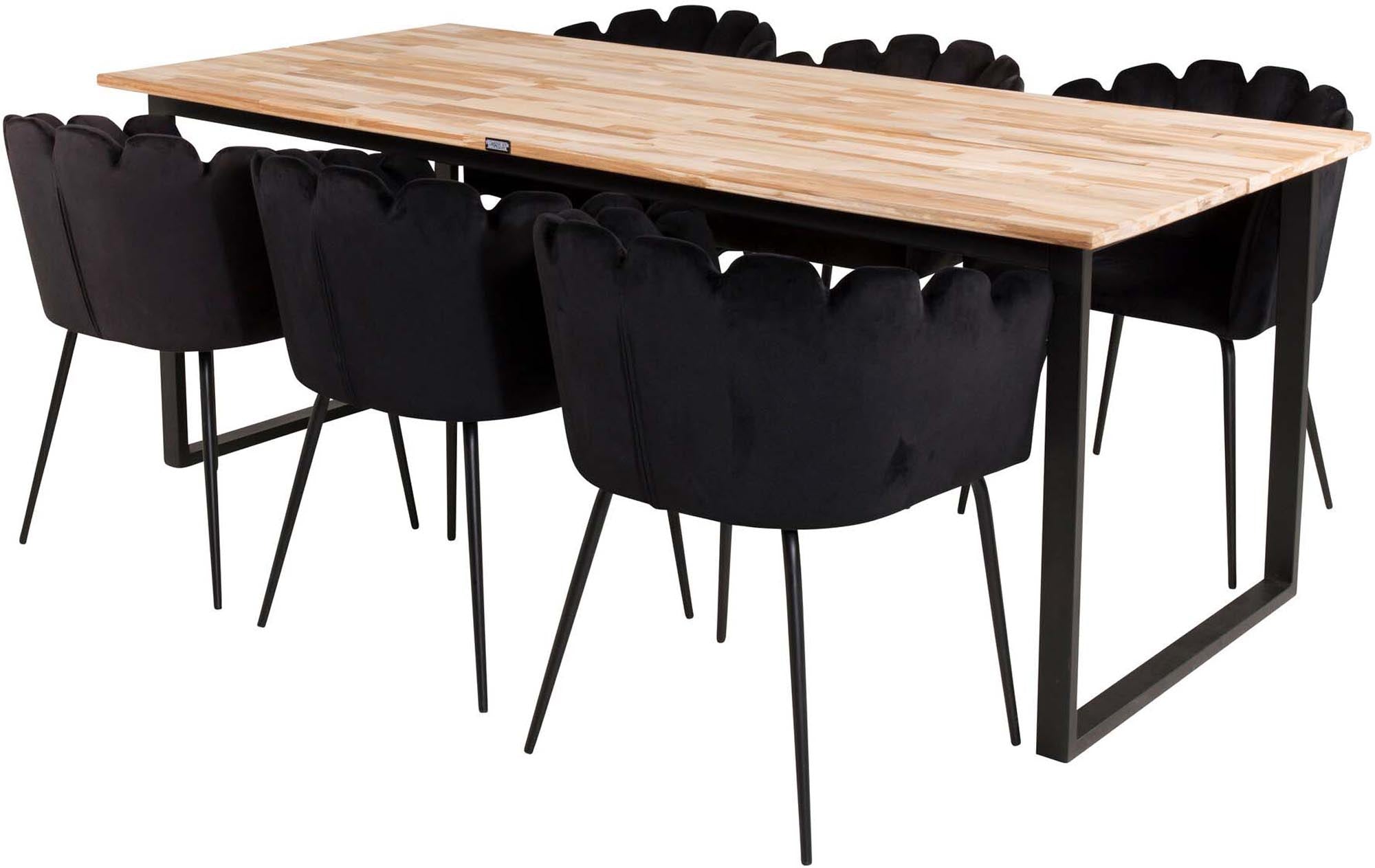 Cirebon Esszimmerset + Limhamn 200cm/6St. in Schwarz präsentiert im Onlineshop von KAQTU Design AG. Esszimmerset ist von Venture Home