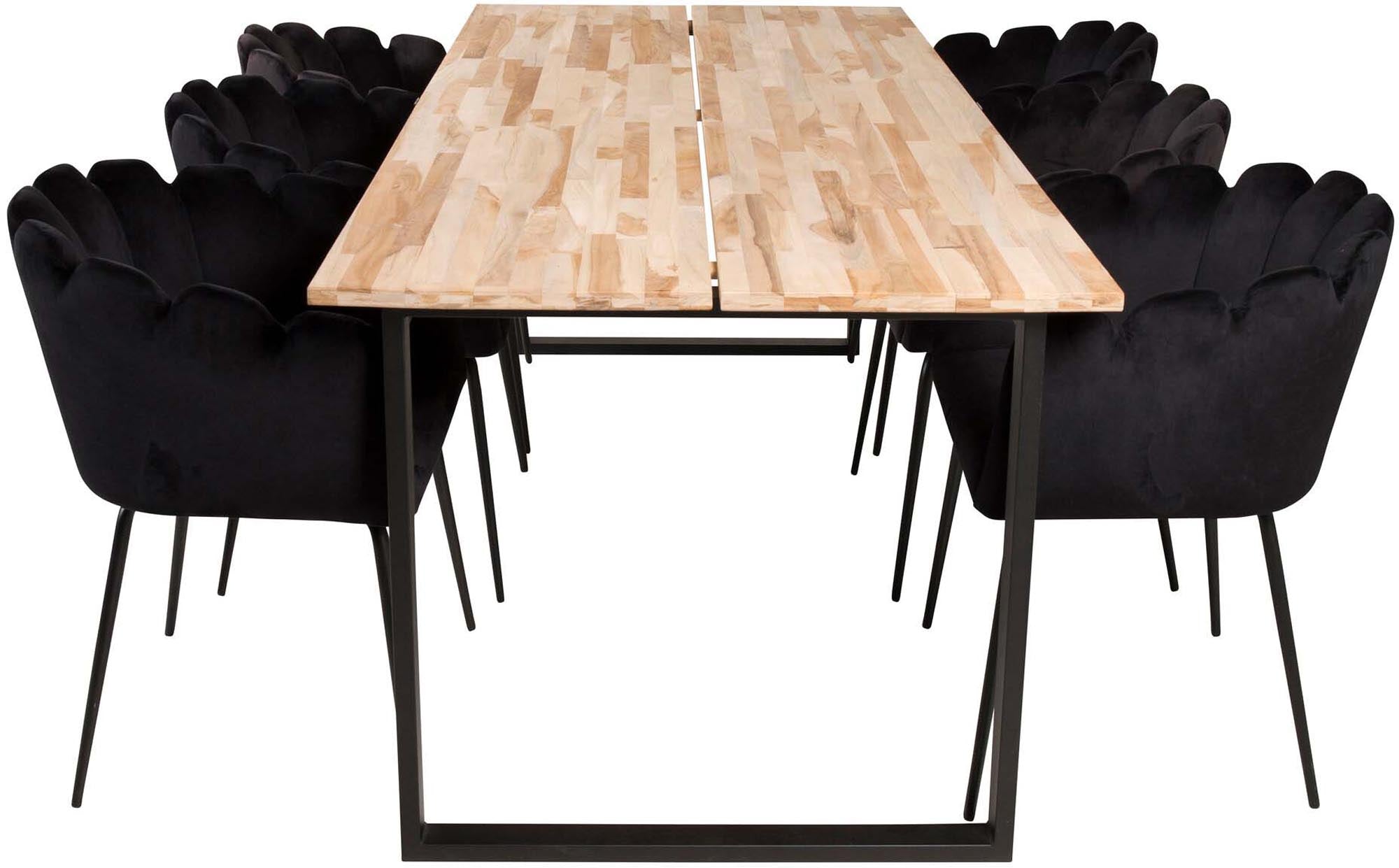 Cirebon Esszimmerset + Limhamn 200cm/6St. in Schwarz präsentiert im Onlineshop von KAQTU Design AG. Esszimmerset ist von Venture Home