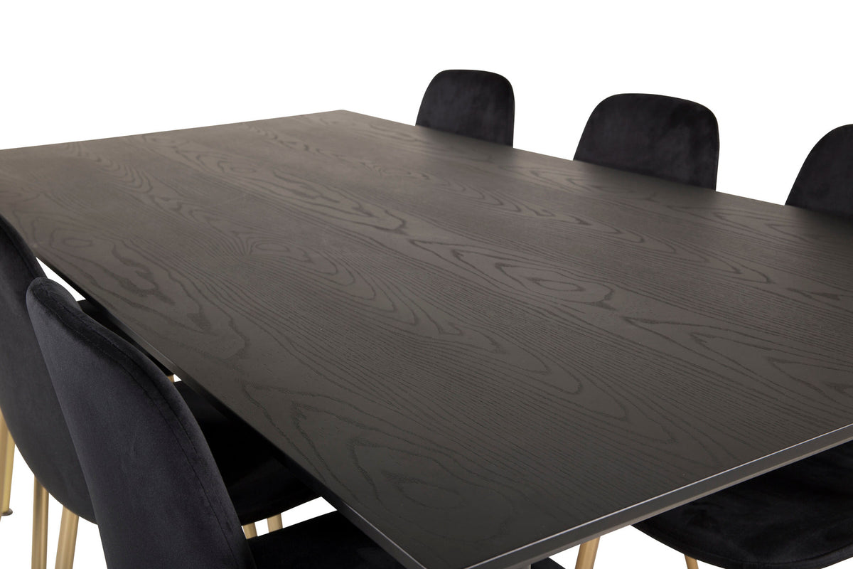 Dipp Esszimmerset + Polar Mat 180cm/6St. in Schwarz / Gold präsentiert im Onlineshop von KAQTU Design AG. Esszimmerset ist von Venture Home