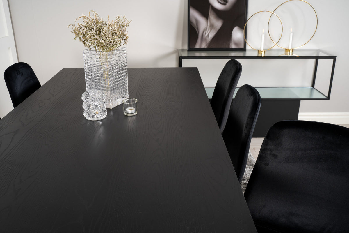 Dipp Esszimmerset + Polar Mat 180cm/6St. in Schwarz / Gold präsentiert im Onlineshop von KAQTU Design AG. Esszimmerset ist von Venture Home