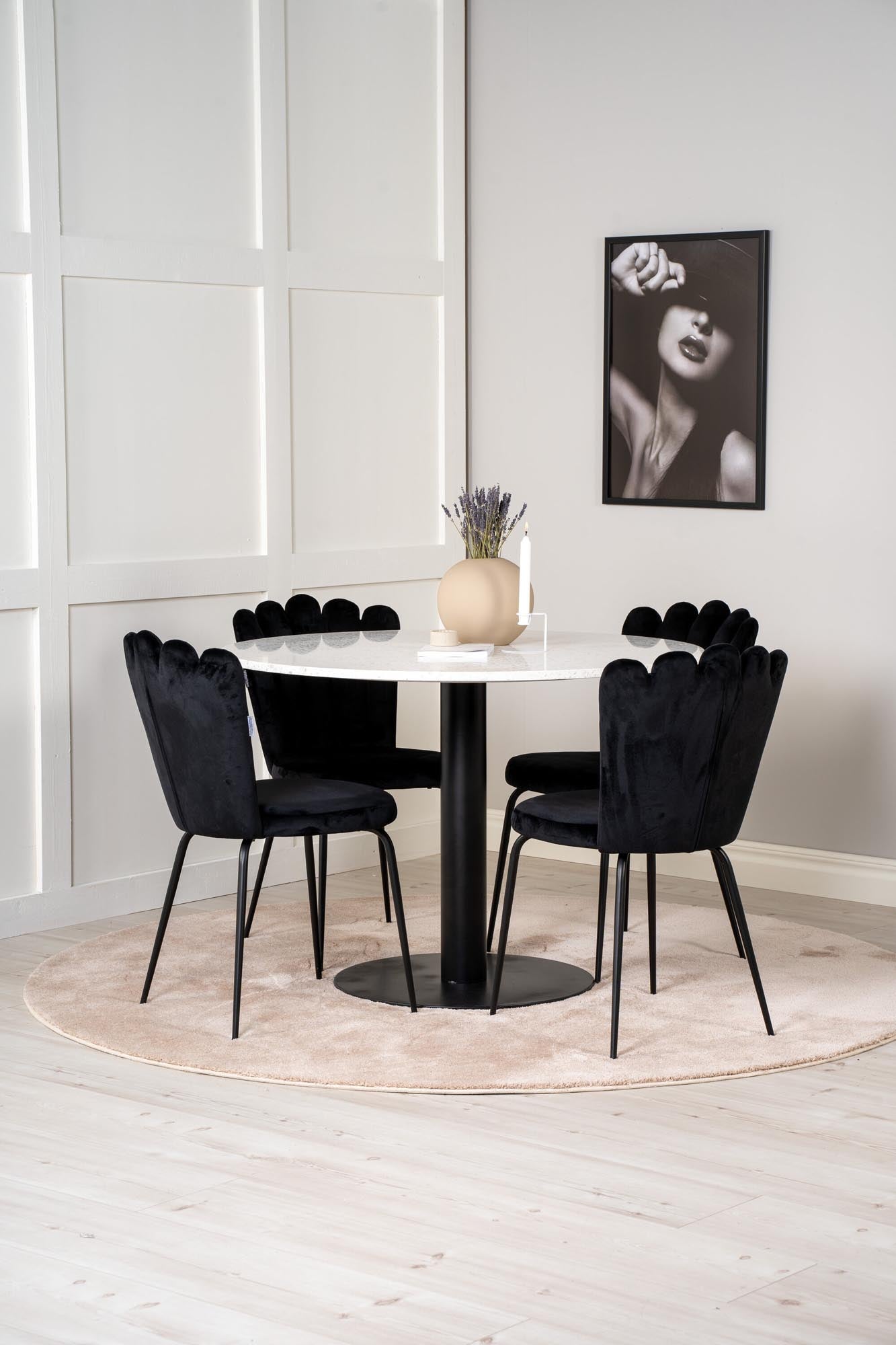 Razzia Esszimmerset + Limhamn ⌀106cm/4St. in Schwarz präsentiert im Onlineshop von KAQTU Design AG. Esszimmerset ist von Venture Home