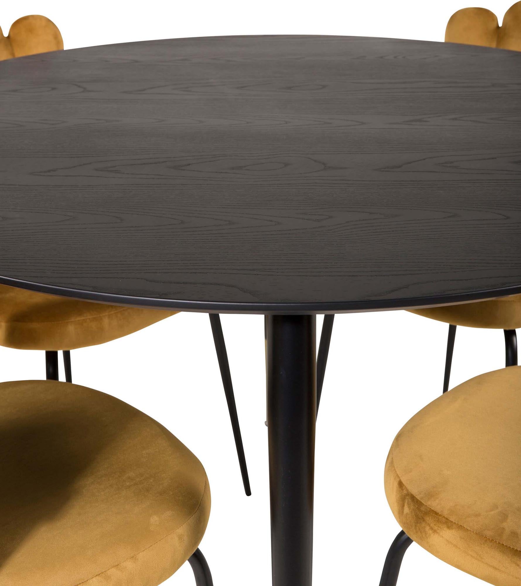 Dipp Esszimmerset + Limhamn ⌀115cm/4St. in Schwarz Gelb präsentiert im Onlineshop von KAQTU Design AG. Esszimmerset ist von Venture Home