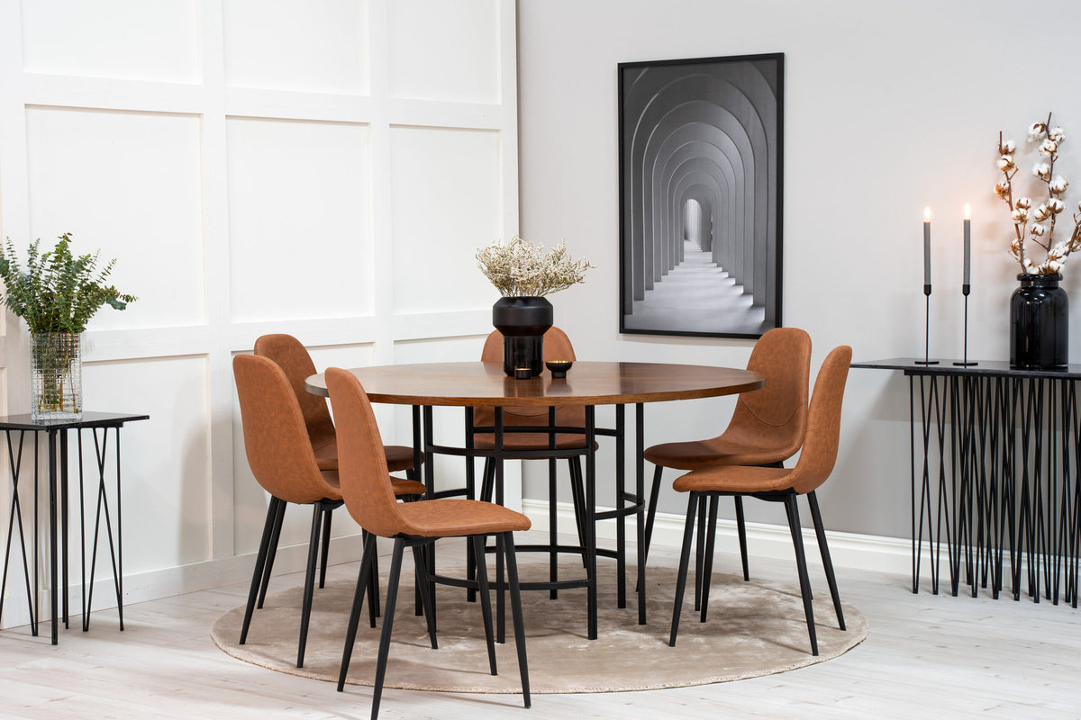 Esszimmerset Copenhagen + Polar ⌀140cm/6St. in Schwarz Braun präsentiert im Onlineshop von KAQTU Design AG. Esszimmerset ist von Venture Home