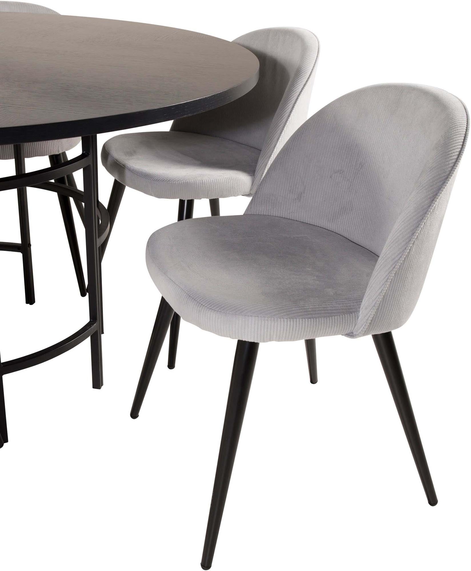 Esszimmerset Copenhagen + Velvet ⌀140cm/6St. in Schwarz / Grau präsentiert im Onlineshop von KAQTU Design AG. Esszimmerset ist von Venture Home