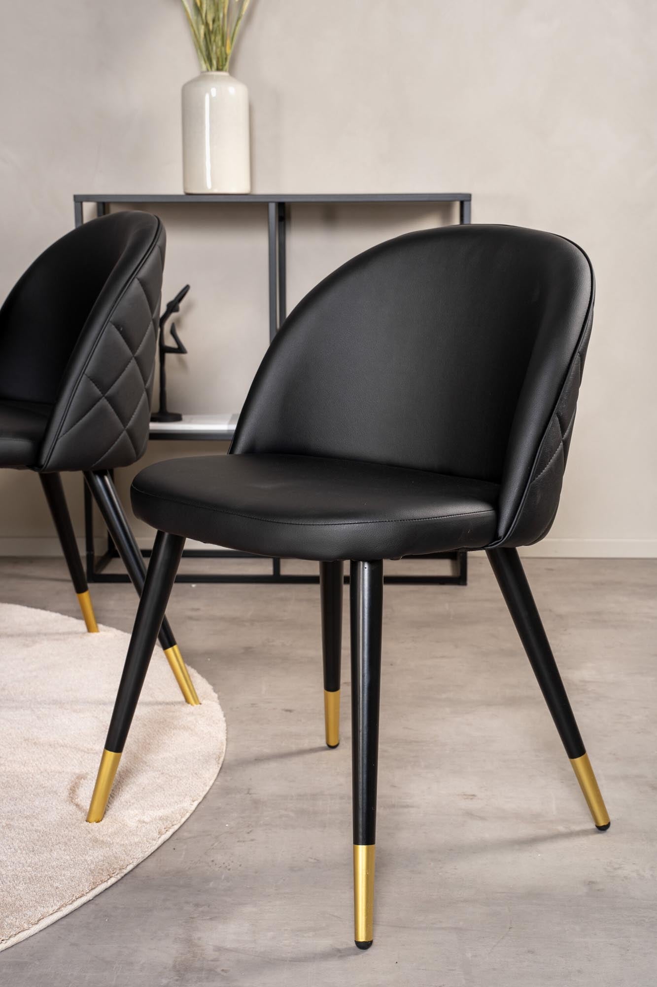 Elegantes Esszimmerset Copenhagen + Velvet für 6, Ø140cm Tisch.