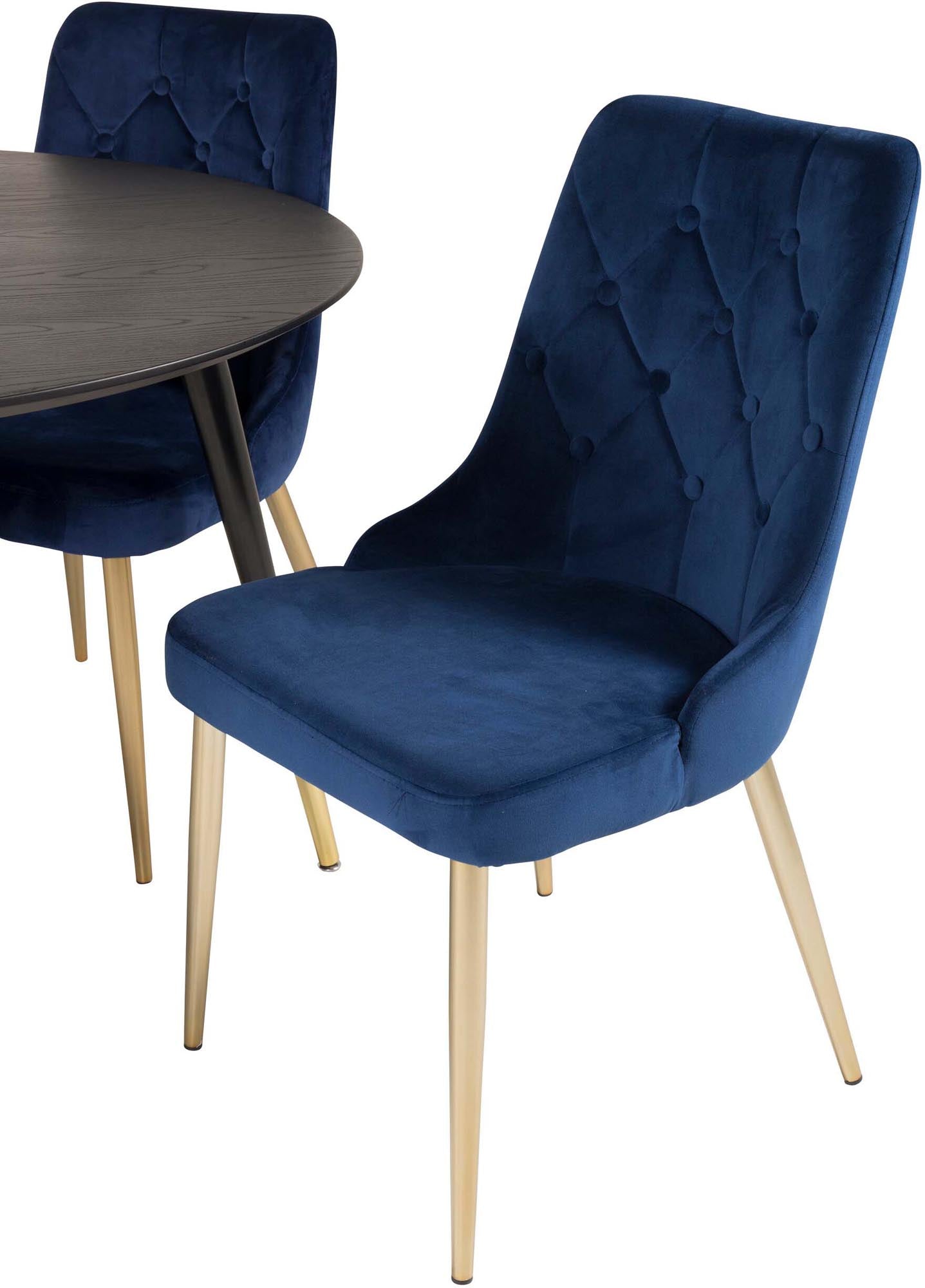 Dipp Esszimmerset + Velvet Deluxe ⌀115cm/4St. in Blau, Gold präsentiert im Onlineshop von KAQTU Design AG. Esszimmerset ist von Venture Home