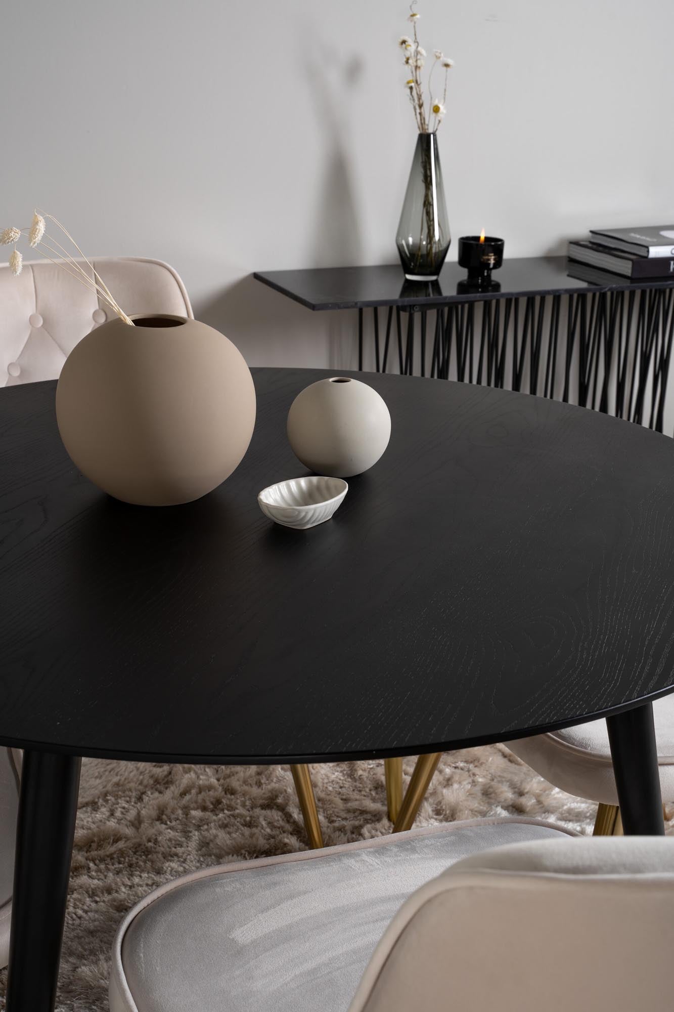 Dipp Esszimmerset + Velvet Deluxe ⌀115cm/4St. in Beige, Gold präsentiert im Onlineshop von KAQTU Design AG. Esszimmerset ist von Venture Home